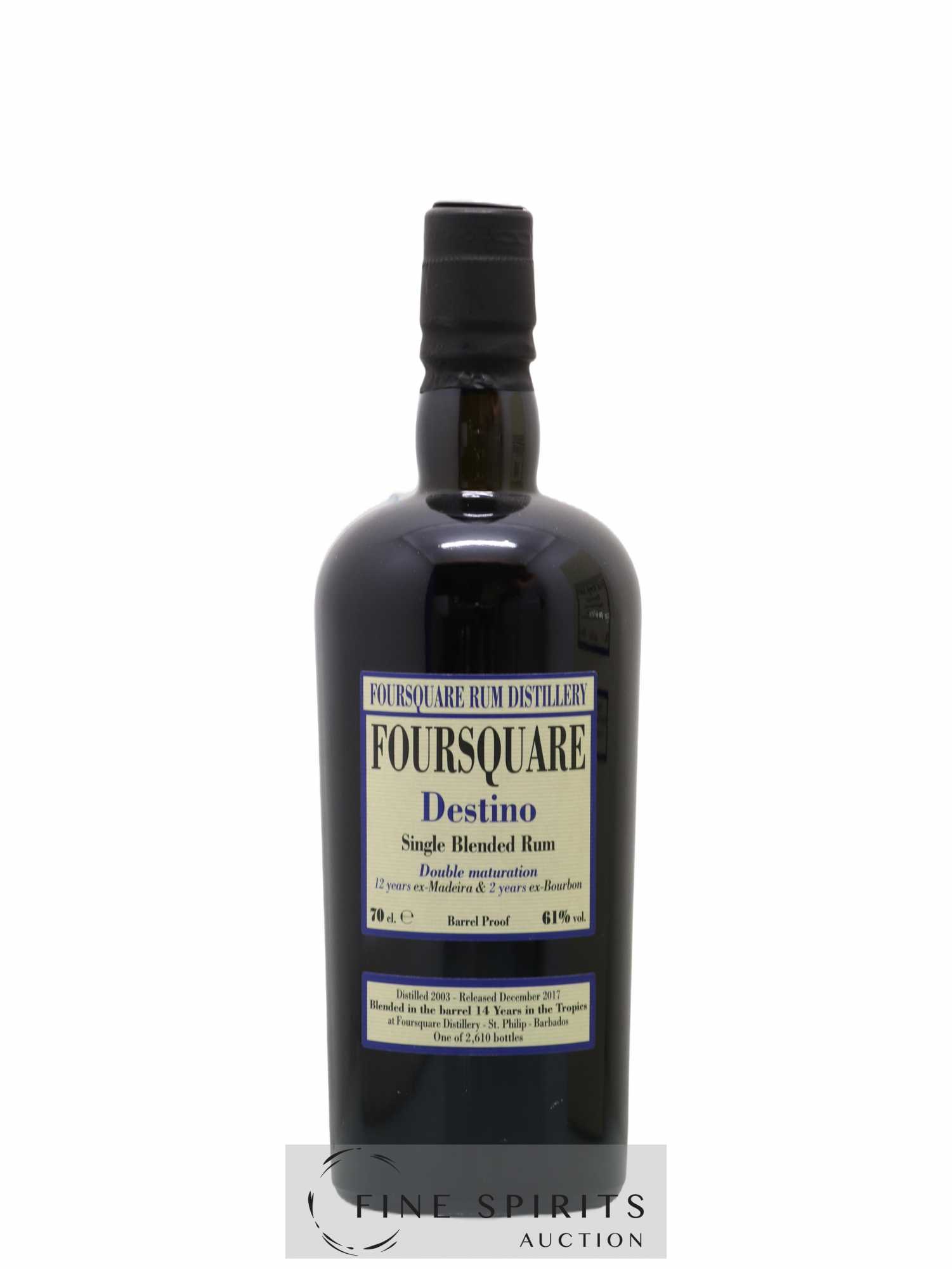 Foursquare 14 years 2003 Velier Destino Double Maturation - One of 2610 - bottled 2017 - Lot de 1 bouteille - 1