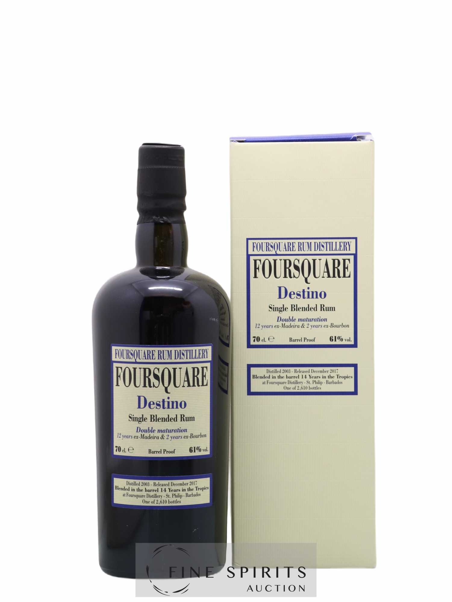 Foursquare 14 years 2003 Velier Destino Double Maturation - One of 2610 - bottled 2017 - Lot de 1 bouteille - 0