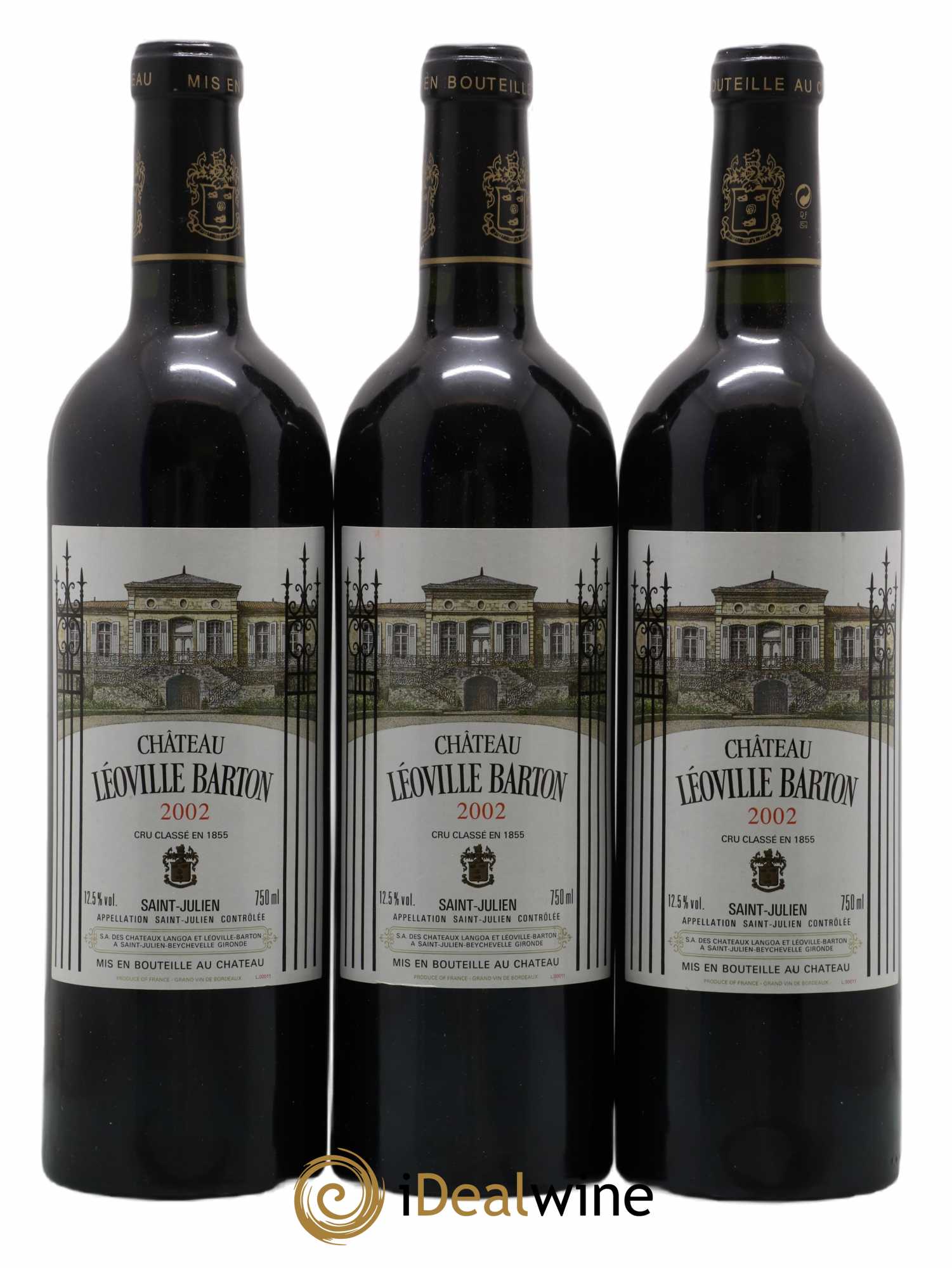 Château Léoville Barton 2ème Grand Cru Classé 2002 - Lot de 3 bouteilles - 0
