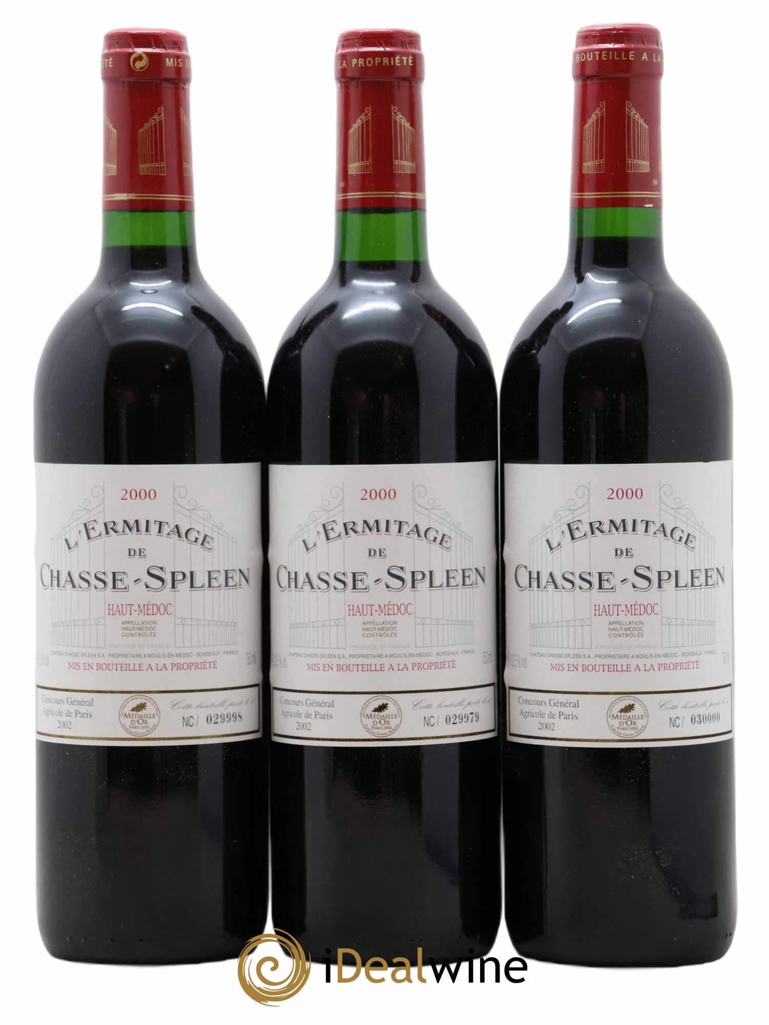 Héritage (Ermitage) de Chasse Spleen 2000 - Lot de 3 bouteilles - 0