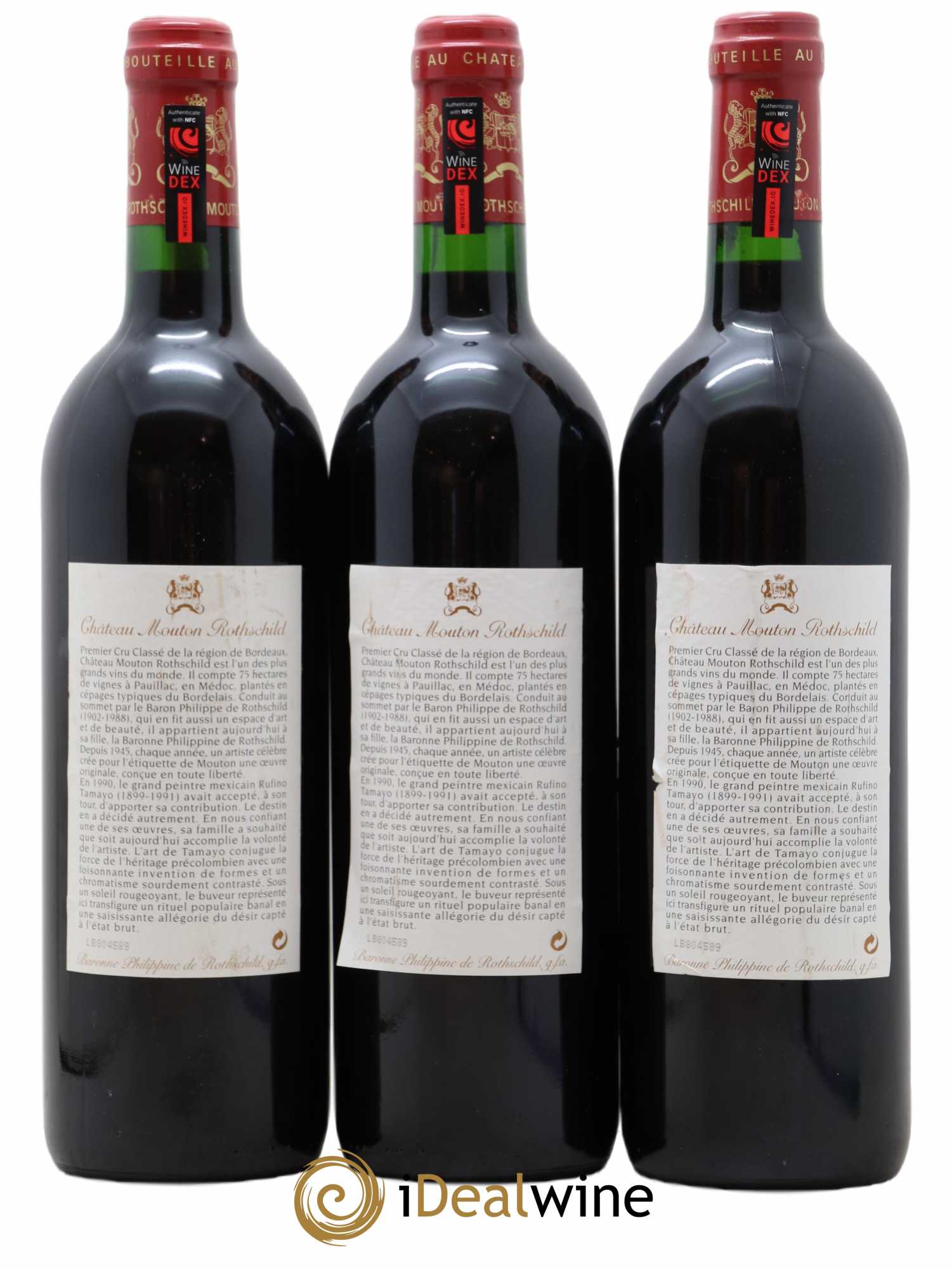 Château Mouton Rothschild 1er Grand Cru Classé 1998 - Lot de 3 bouteilles - 1