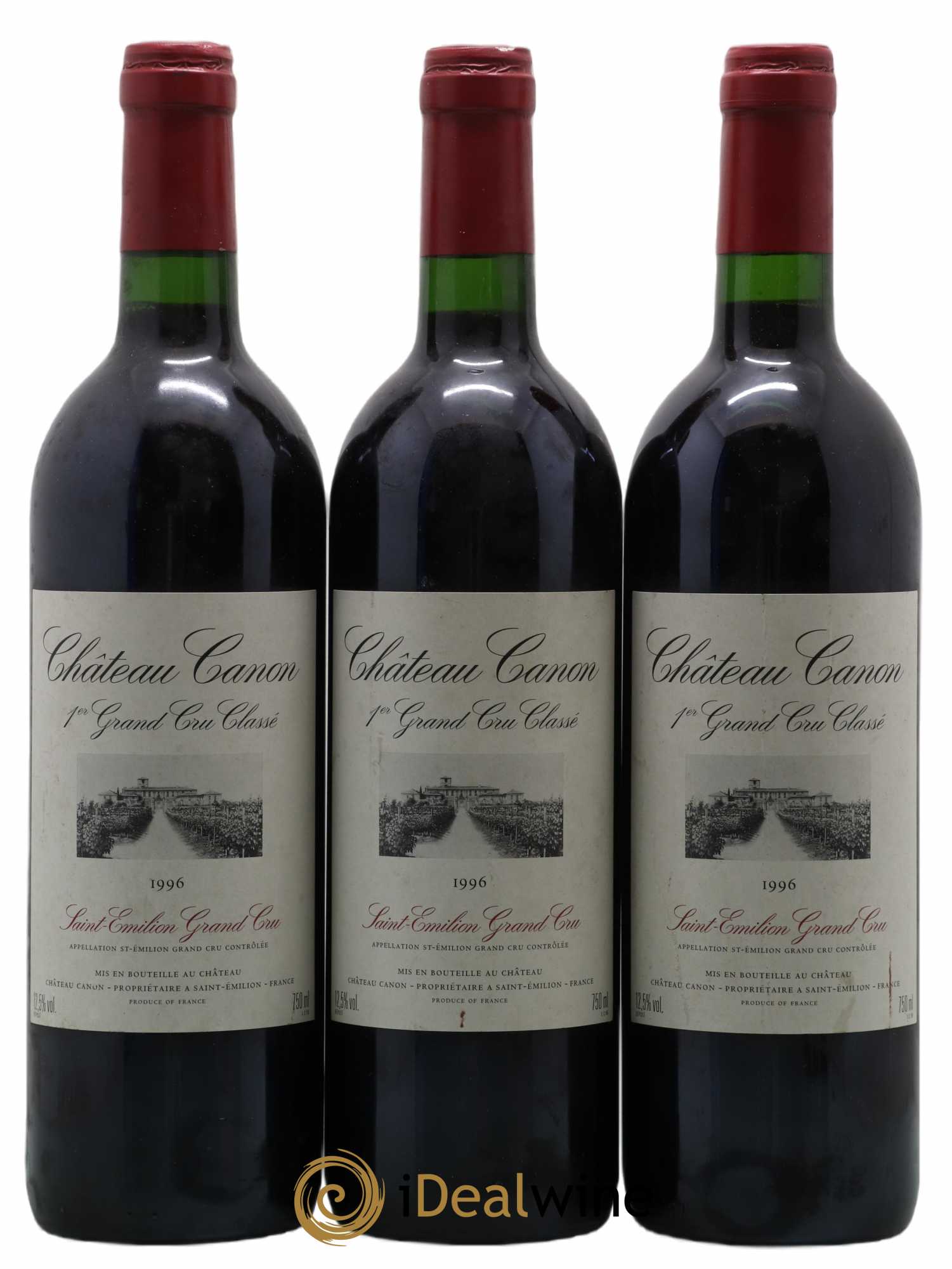 Château Canon 1er Grand Cru Classé B 1996 - Lot de 3 bouteilles - 0