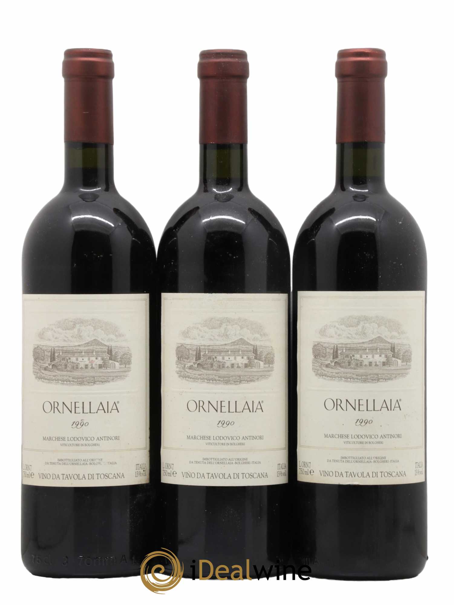 Bolgheri DOC Superiore Ornellaia Tenuta Dell'Ornellaia - Frescobaldi 1990 - Lot de 3 bouteilles - 0