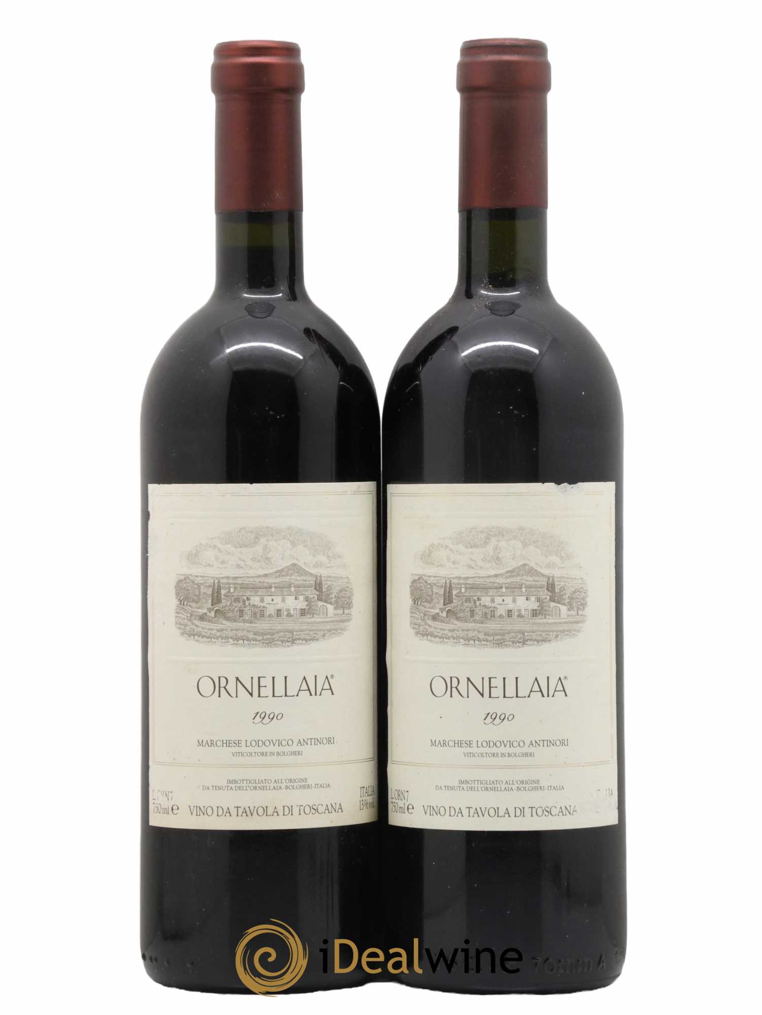 Bolgheri DOC Superiore Ornellaia Tenuta Dell'Ornellaia - Frescobaldi 1990 - Lot de 2 bouteilles - 0
