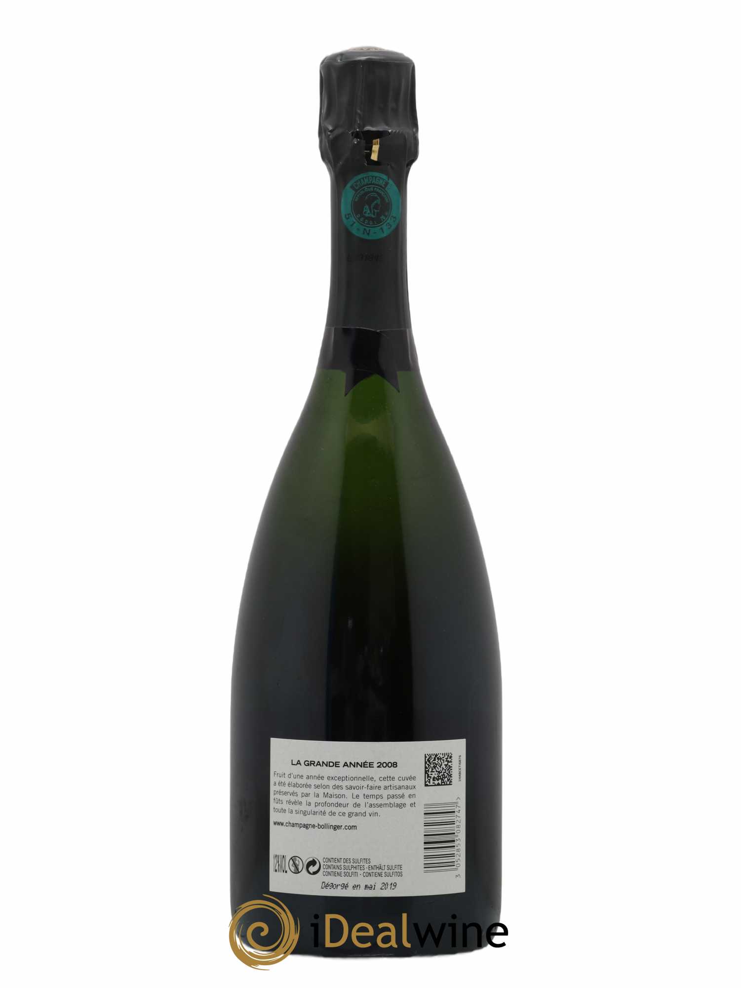 La Grande Année Brut Bollinger Brut  (sans prix de réserve) 2008 - Lot de 1 bouteille - 1