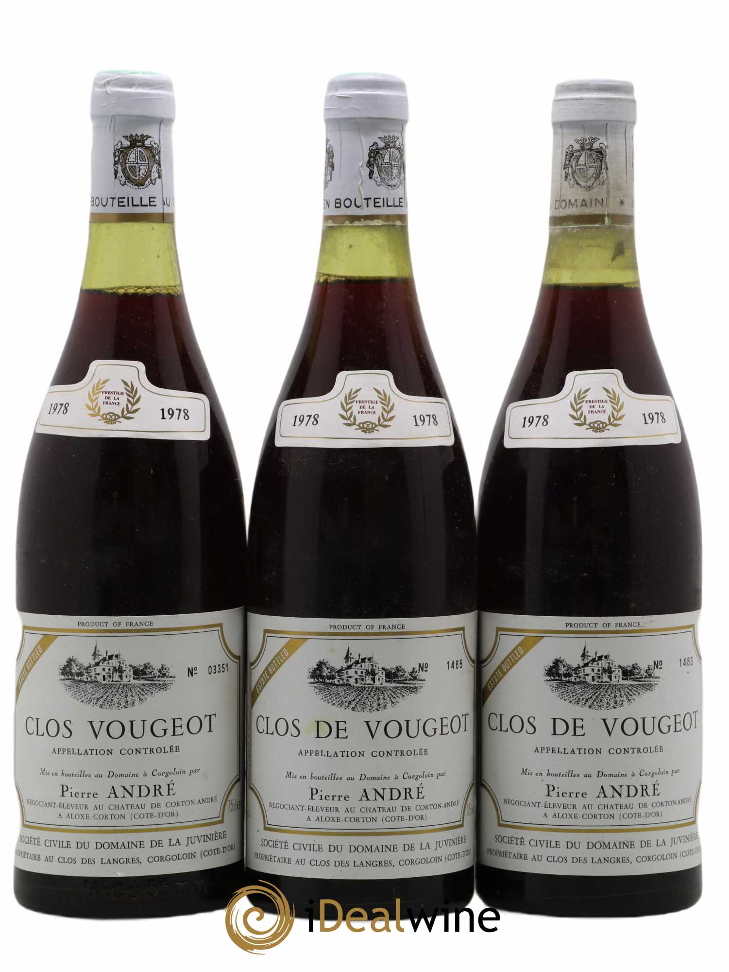 Clos de Vougeot Grand Cru Pierre André 1978 - Lot de 3 bouteilles - 0