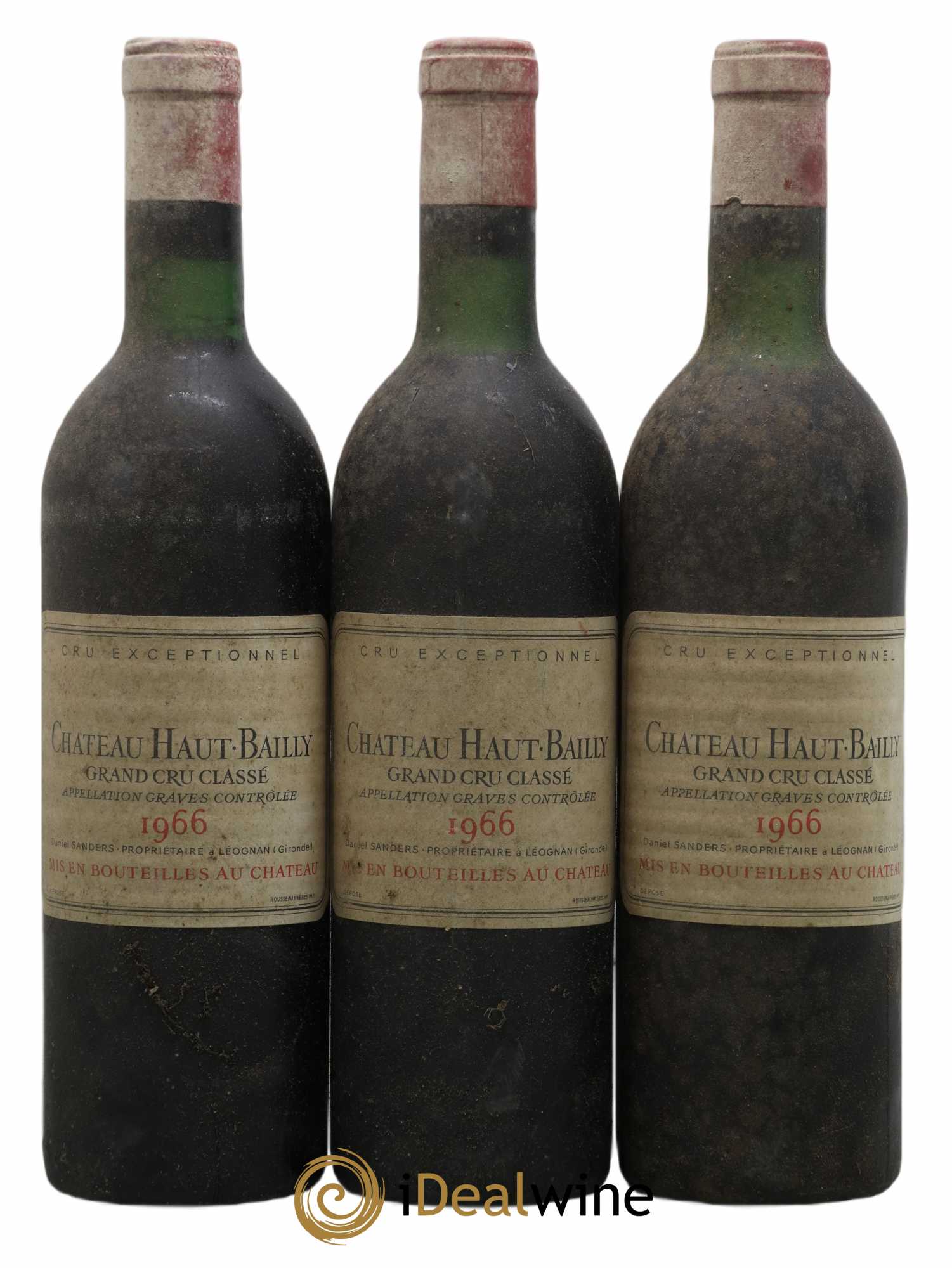 Château Haut-Bailly Cru Classé de Graves 1966 - Lot de 3 bouteilles - 0