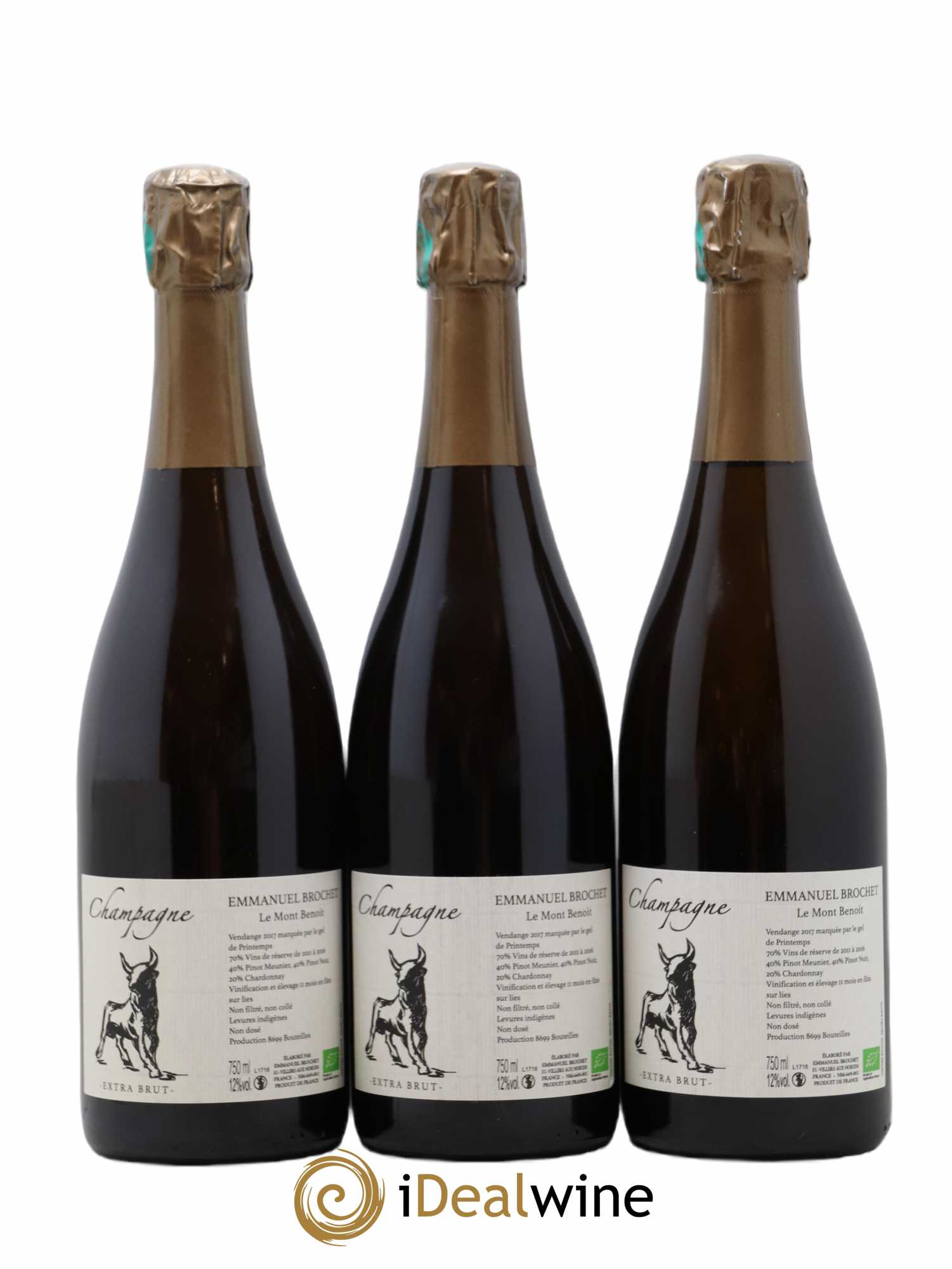 Le Mont Benoit Extra-Brut Emmanuel Brochet 2017 - Lot of 3 bottles - 0