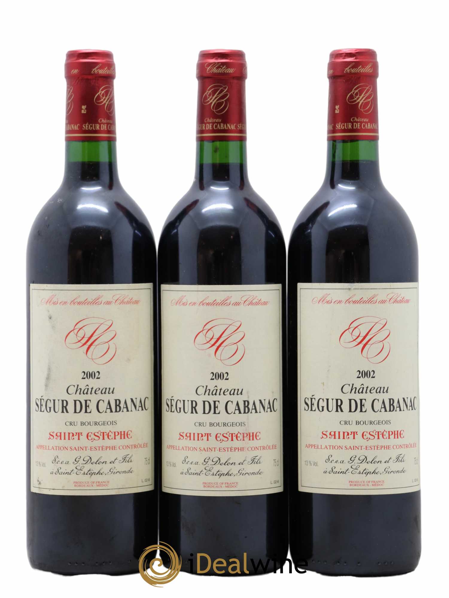 Château Ségur de Cabanac Cru Bourgeois 2002 - Lot de 3 bouteilles - 0