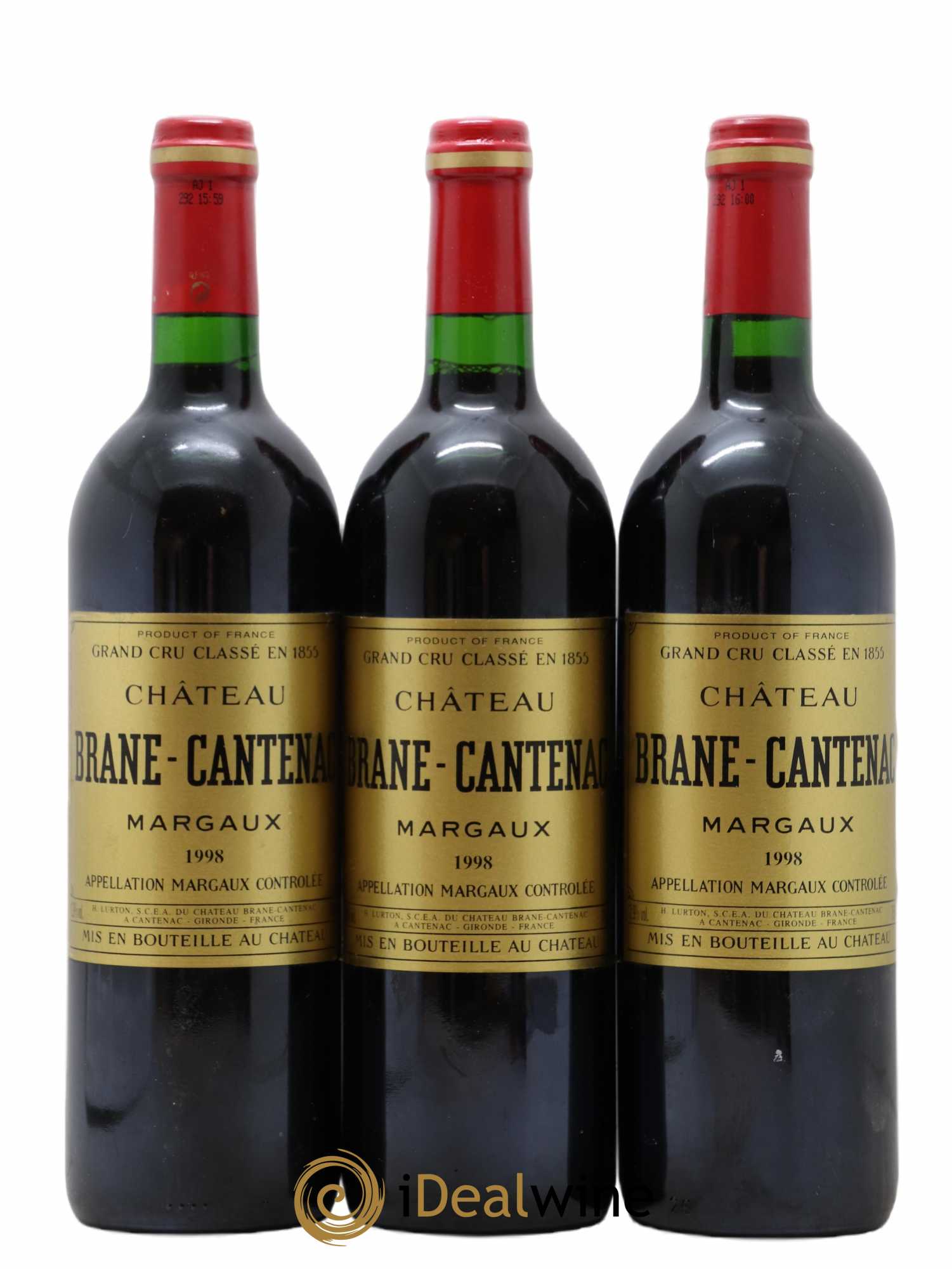 Château Brane Cantenac 2ème Grand Cru Classé 1998 - Lot de 3 bouteilles - 0
