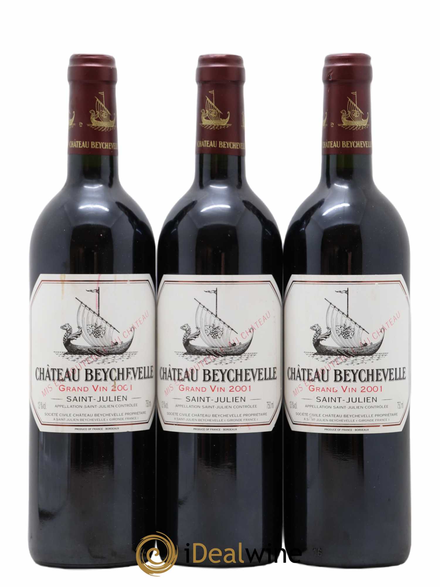 Château Beychevelle 4ème Grand Cru Classé 2001 - Lot de 3 bouteilles - 0