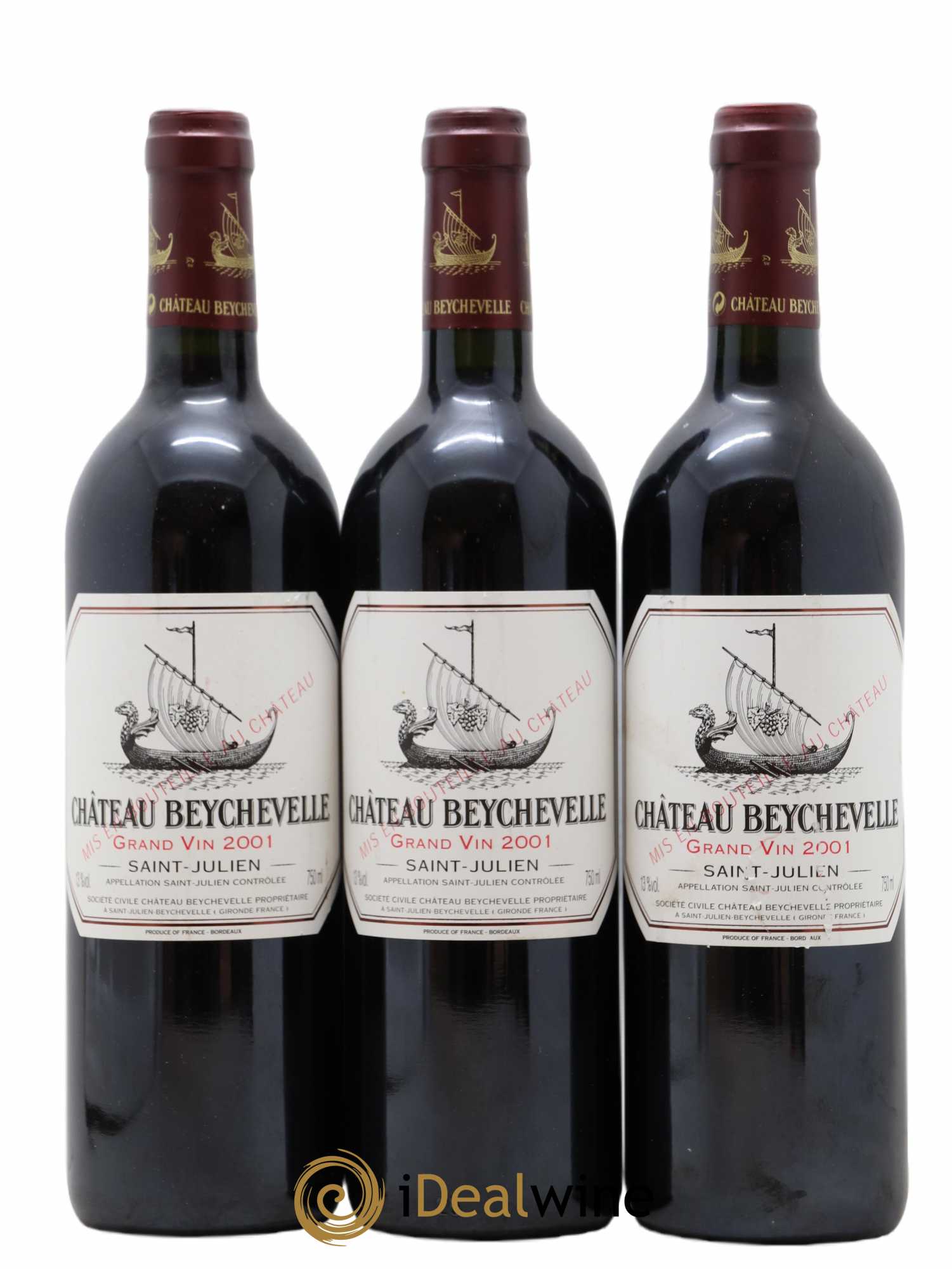 Château Beychevelle 4ème Grand Cru Classé 2001 - Lot de 3 bouteilles - 0