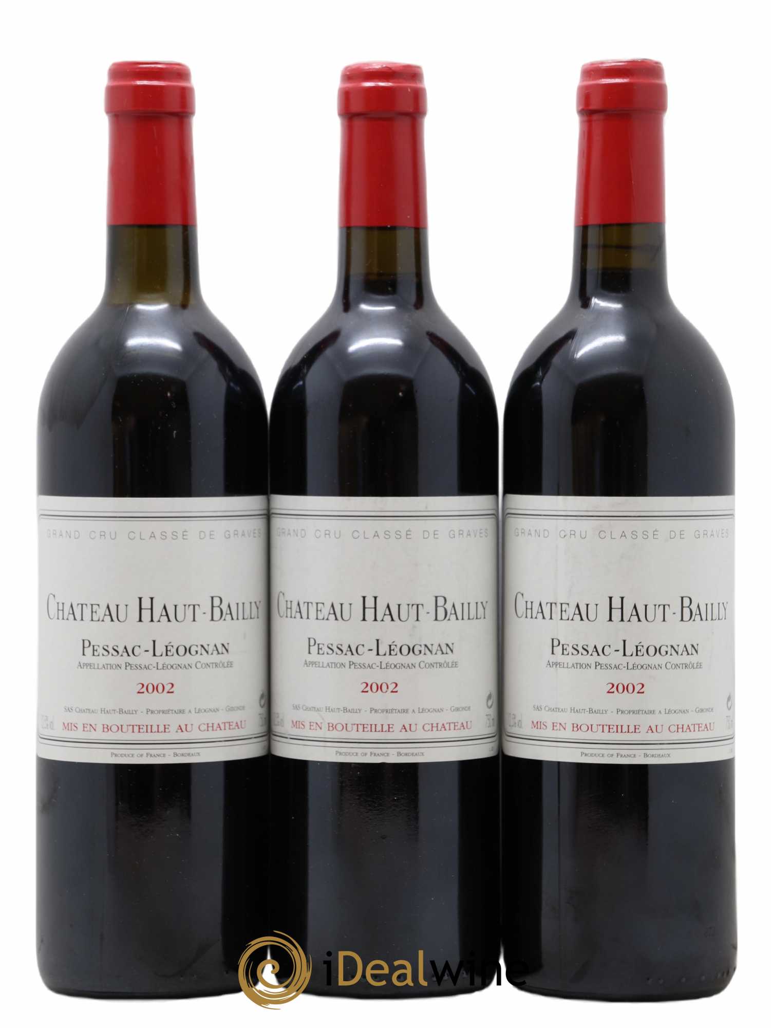 Château Haut-Bailly Cru Classé de Graves 2002 - Lot de 3 bouteilles - 0