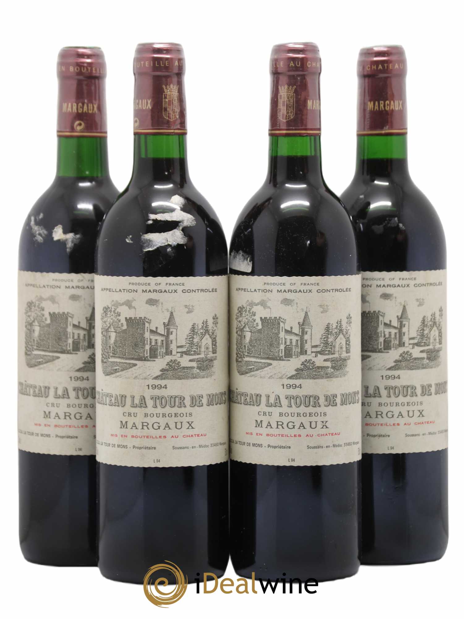 Château la Tour de Mons Cru Bourgeois 1994 - Lot de 4 bouteilles - 0