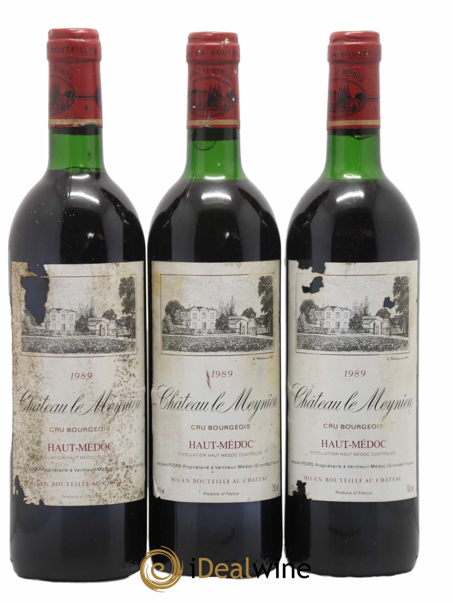Haut Médoc Château Le Meynieu 1989 - Lot de 3 bouteilles - 0
