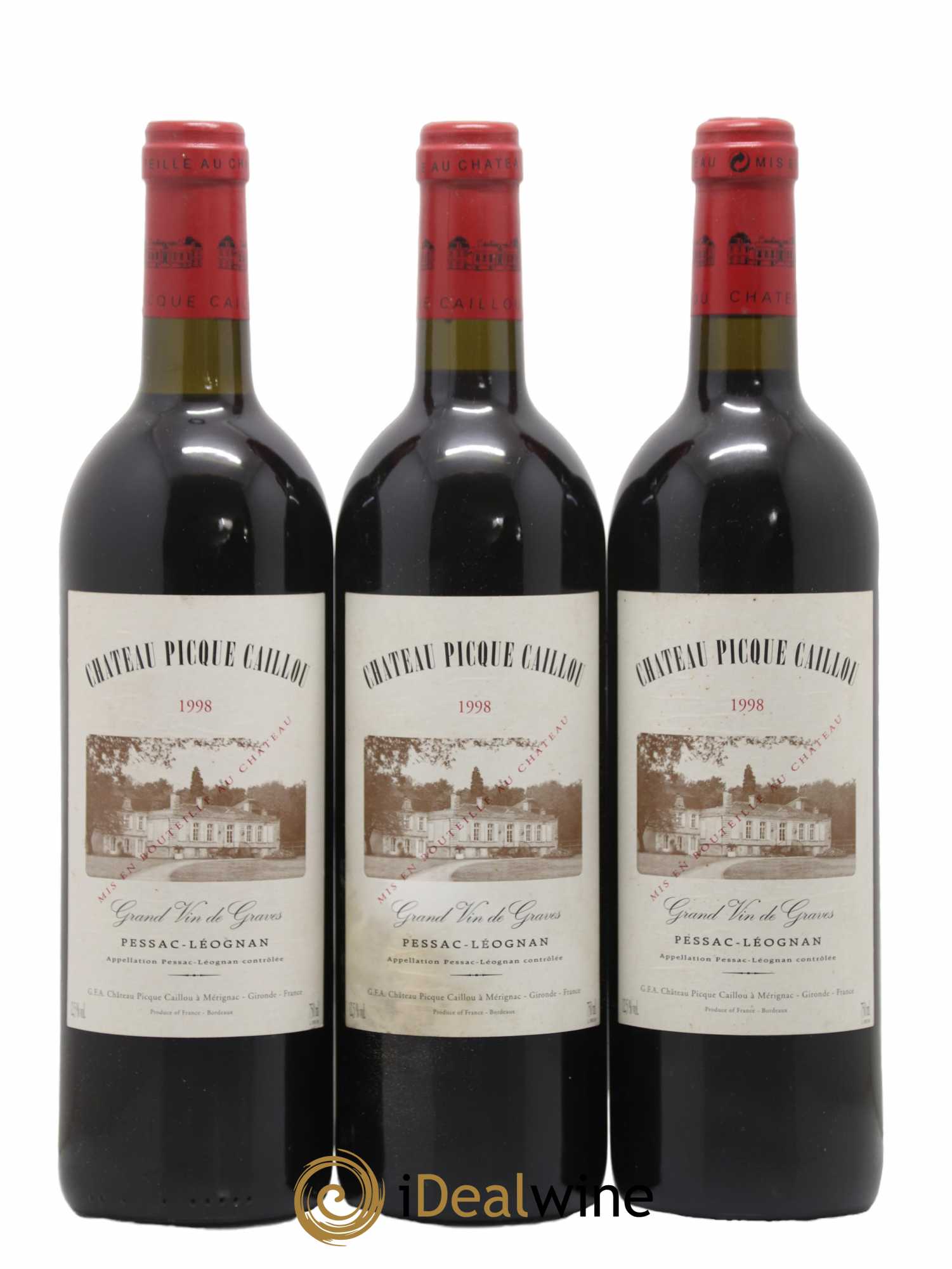 Château Picque Caillou 1998 - Lot de 3 bouteilles - 0