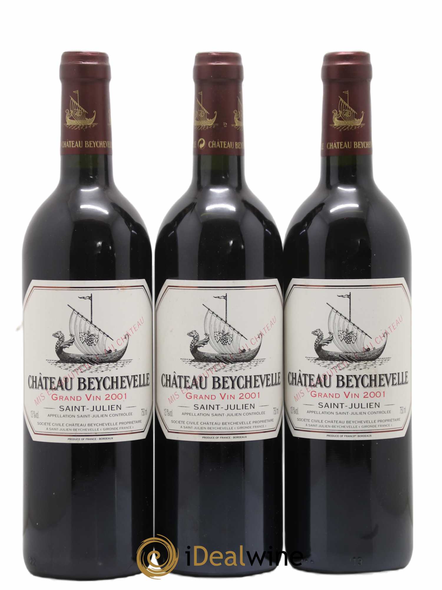 Château Beychevelle 4ème Grand Cru Classé 2001 - Lot de 3 bouteilles - 0