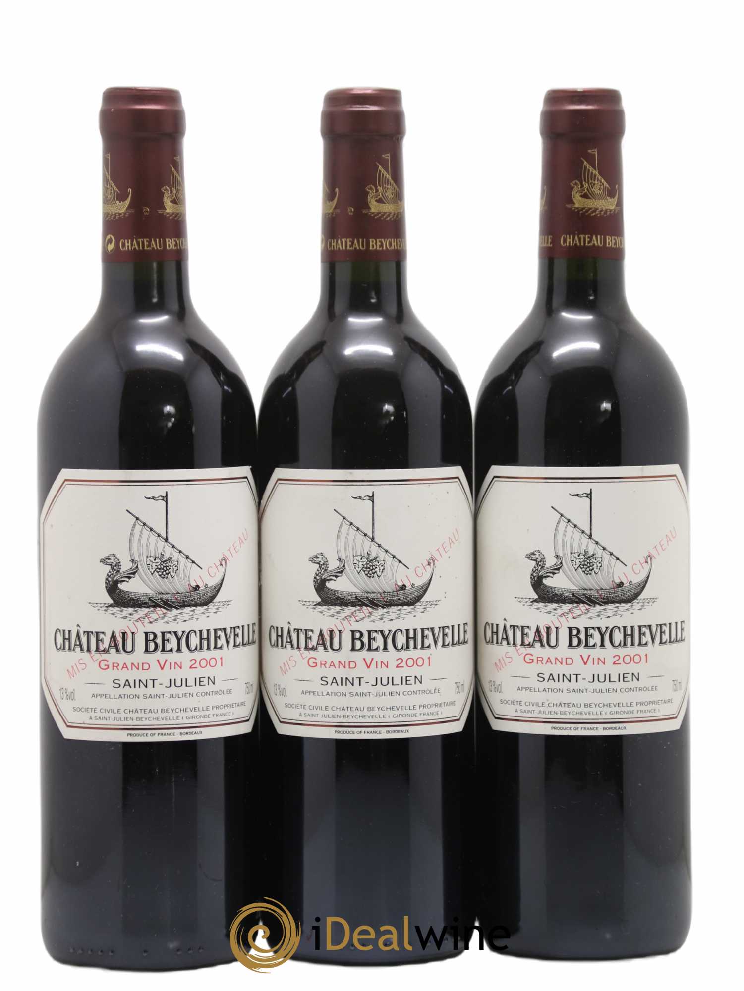 Château Beychevelle 4ème Grand Cru Classé 2001 - Lot de 3 bouteilles - 0
