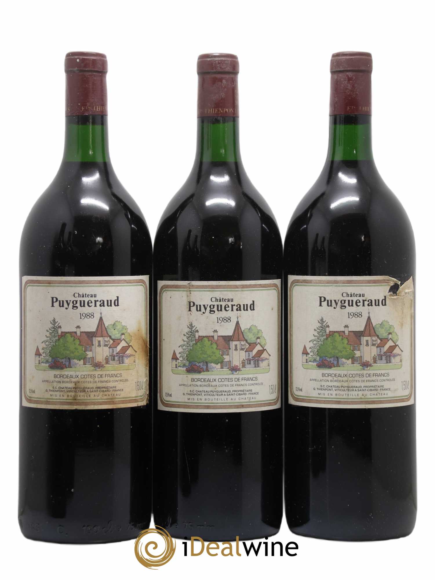 Château Puygueraud 1988 - Lot de 3 magnums - 0
