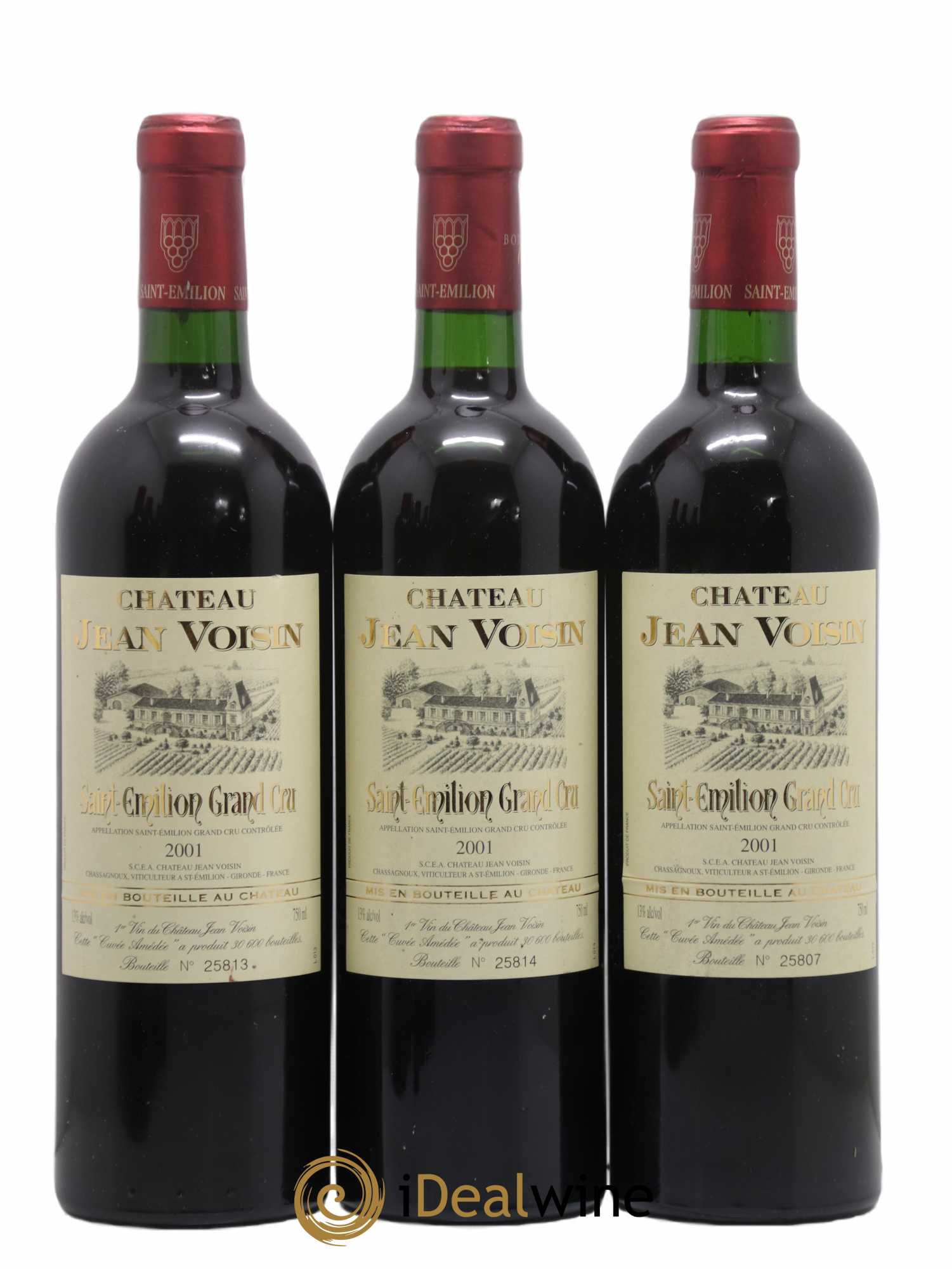 Saint-Émilion Grand Cru Château Jean Voisin 2001 - Posten von 3 Flaschen - 0