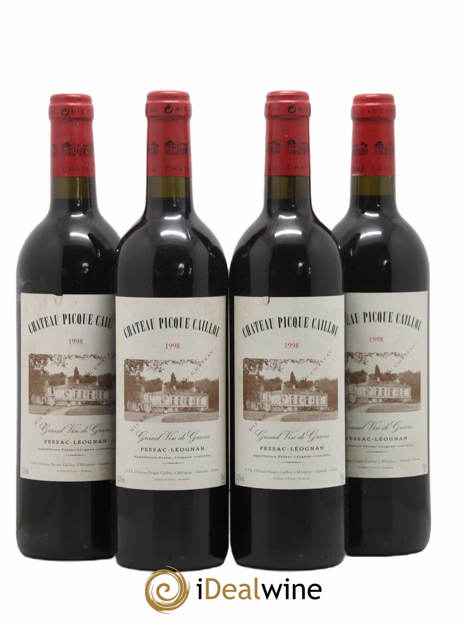 Château Picque Caillou 1998 - Lot de 4 bouteilles - 0