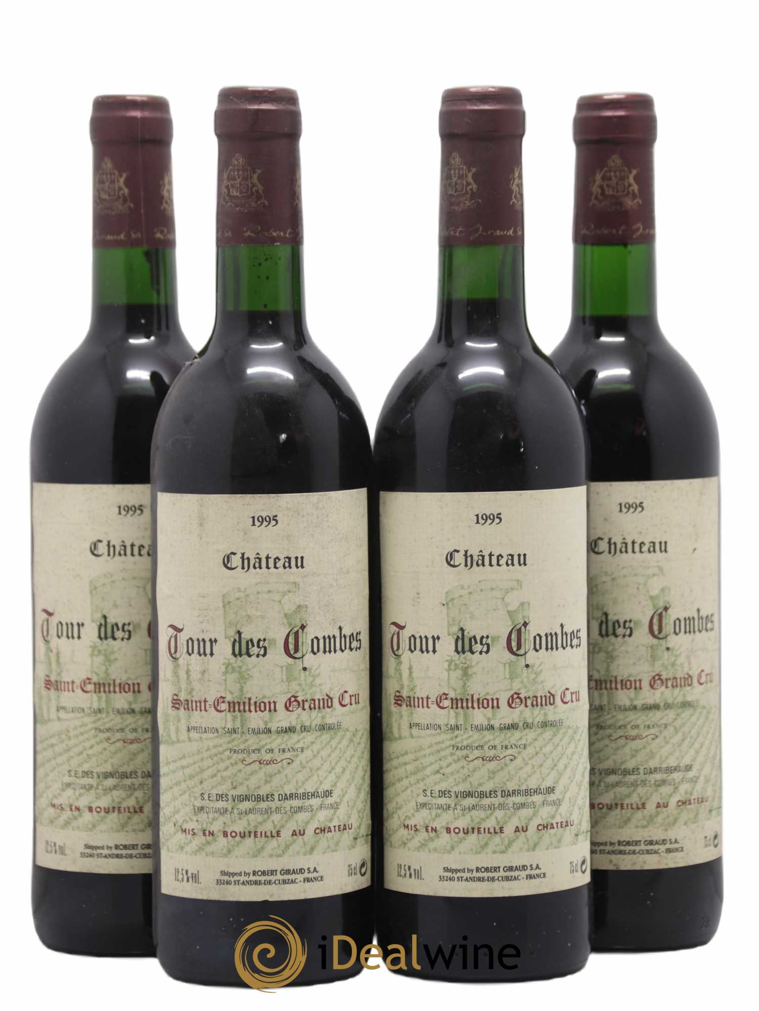 Saint-Émilion Grand Cru Château Tour des Combes 1995 - Lot de 4 bouteilles - 0