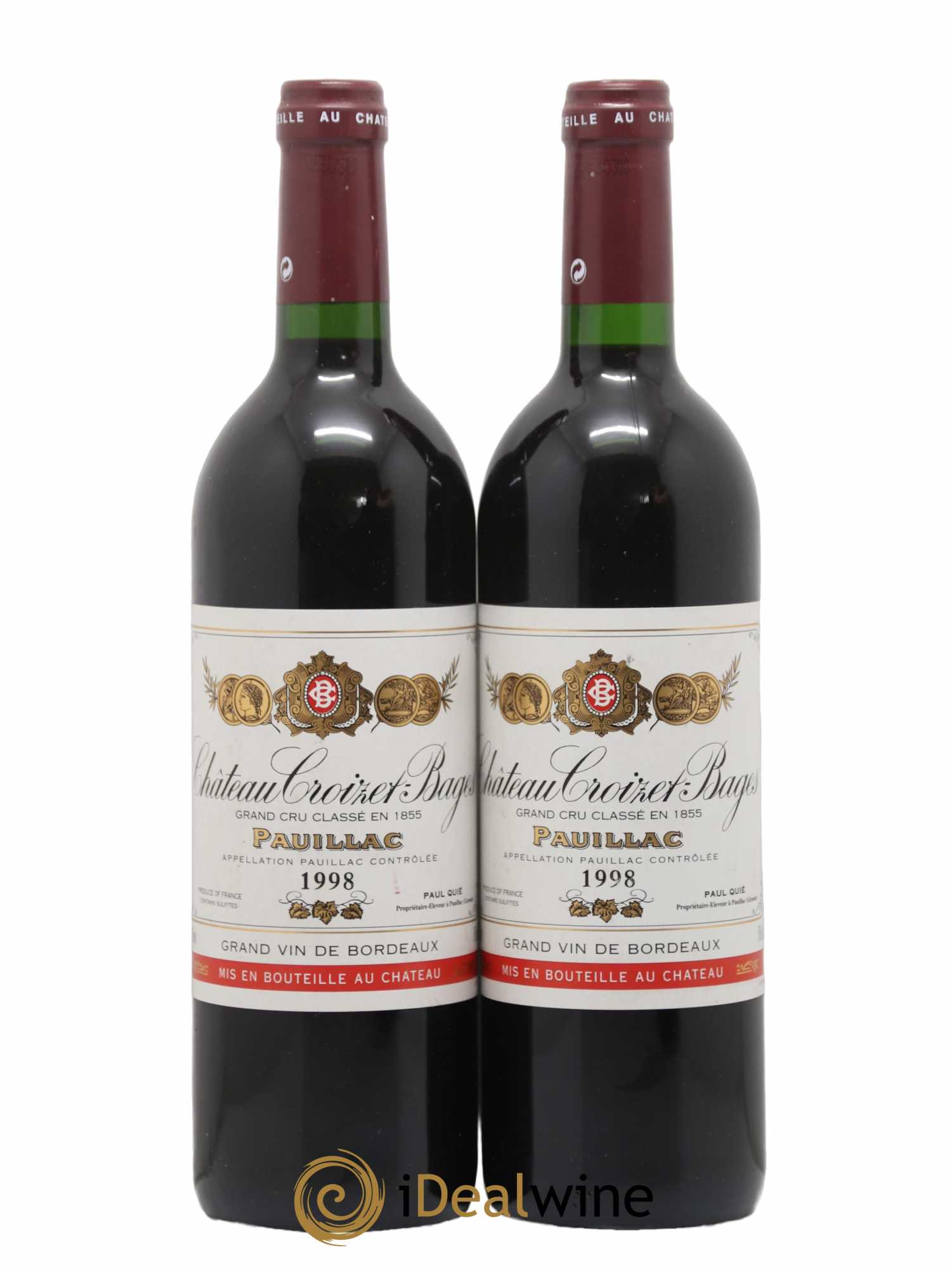 Château Croizet Bages 5ème Grand Cru Classé 1998 - Lot de 2 bouteilles - 0