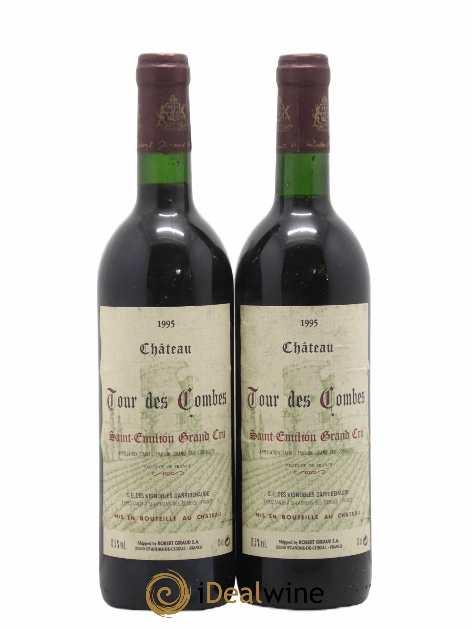 Saint-Émilion Grand Cru Château Tour des Combes 1995 - Lot de 2 bouteilles - 0