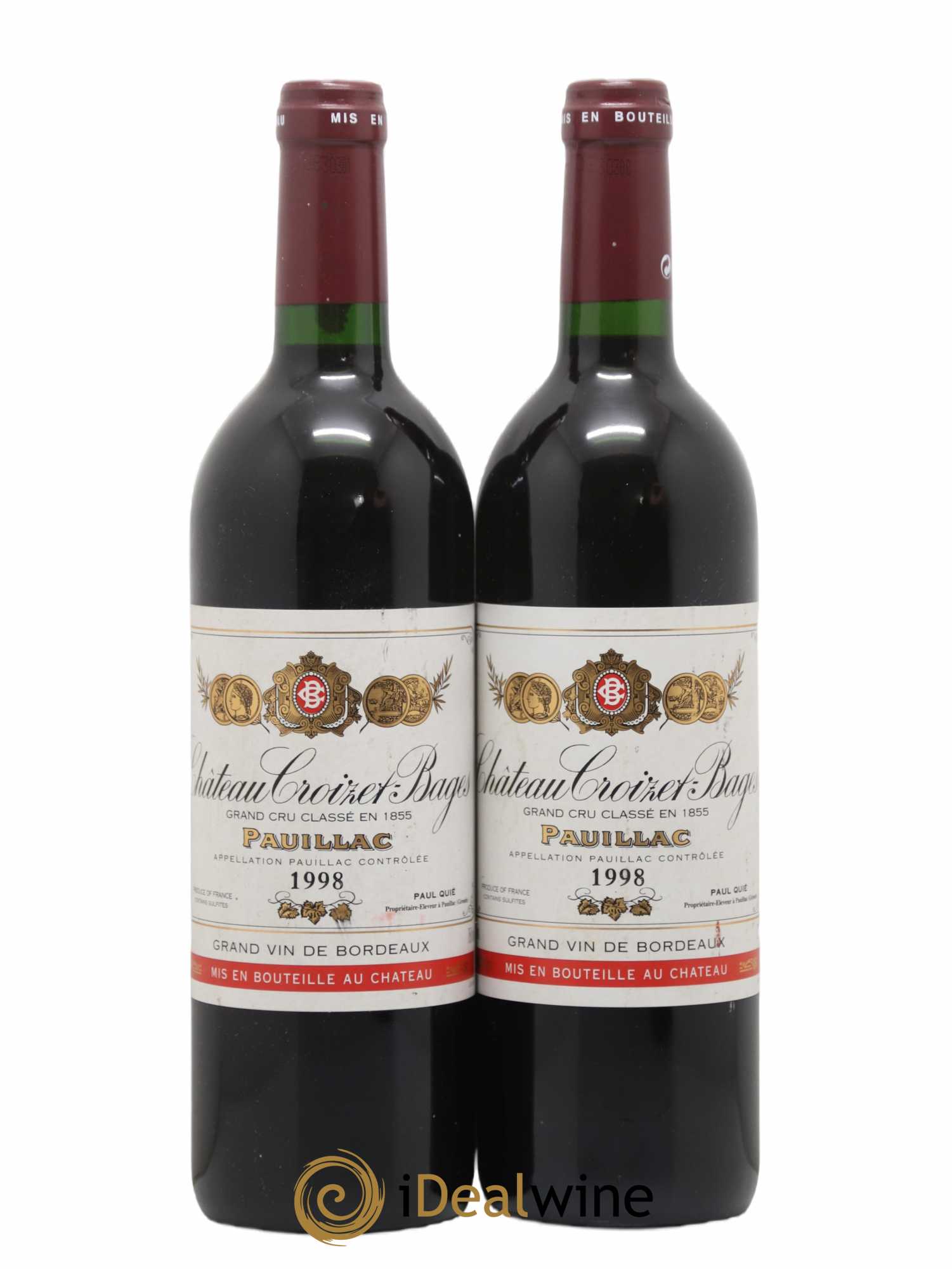 Château Croizet Bages 5ème Grand Cru Classé 1998 - Lot de 2 bouteilles - 0