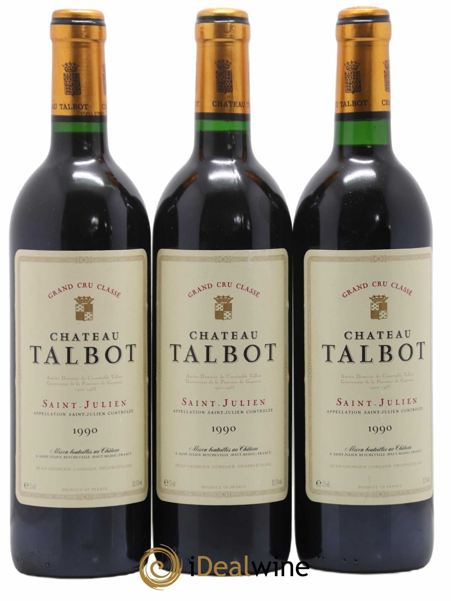 Château Talbot 4ème Grand Cru Classé 1990 - Lot de 3 bouteilles - 0