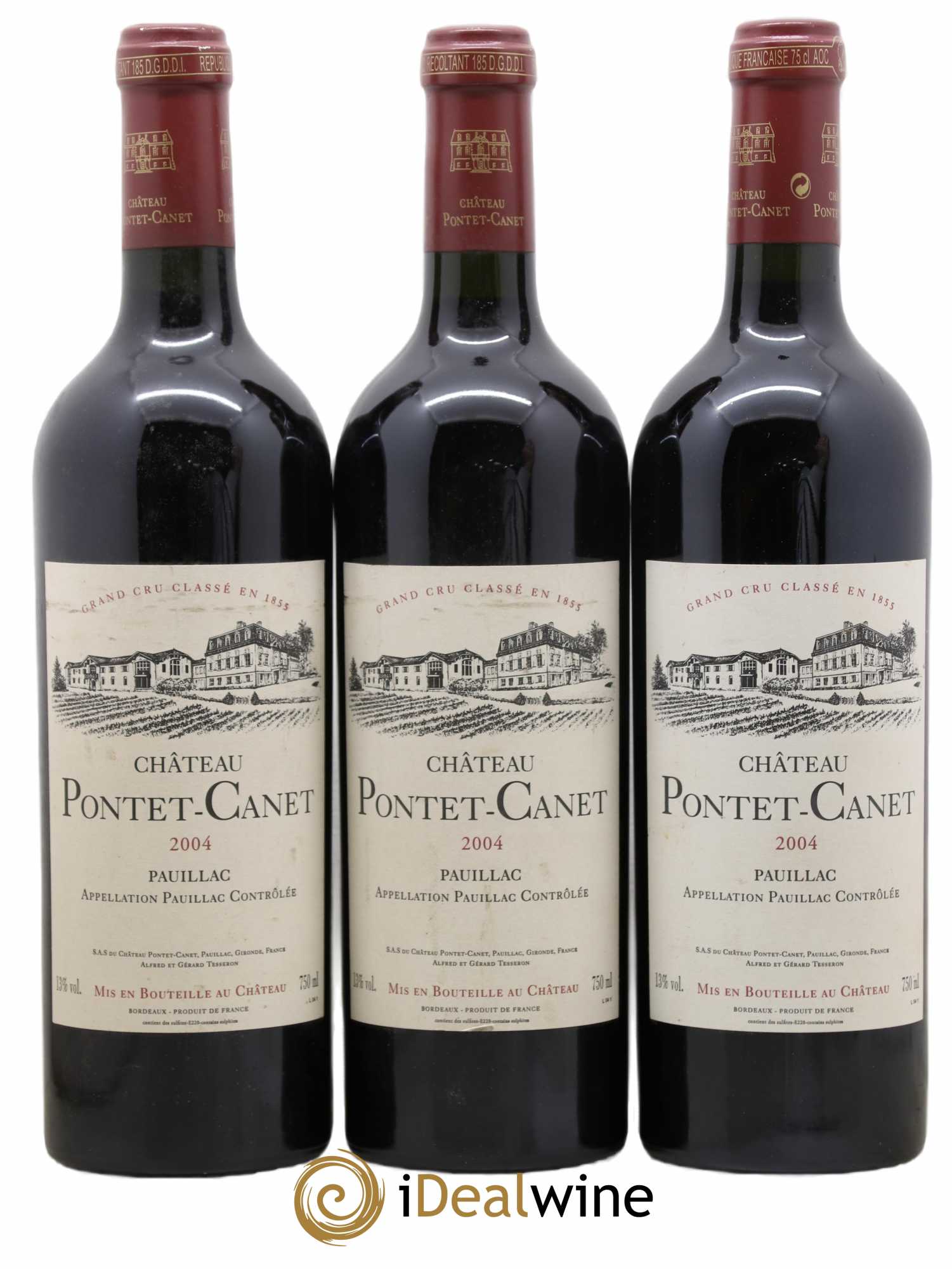 Château Pontet Canet 5ème Grand Cru Classé 2004 - Lot de 3 bouteilles - 0