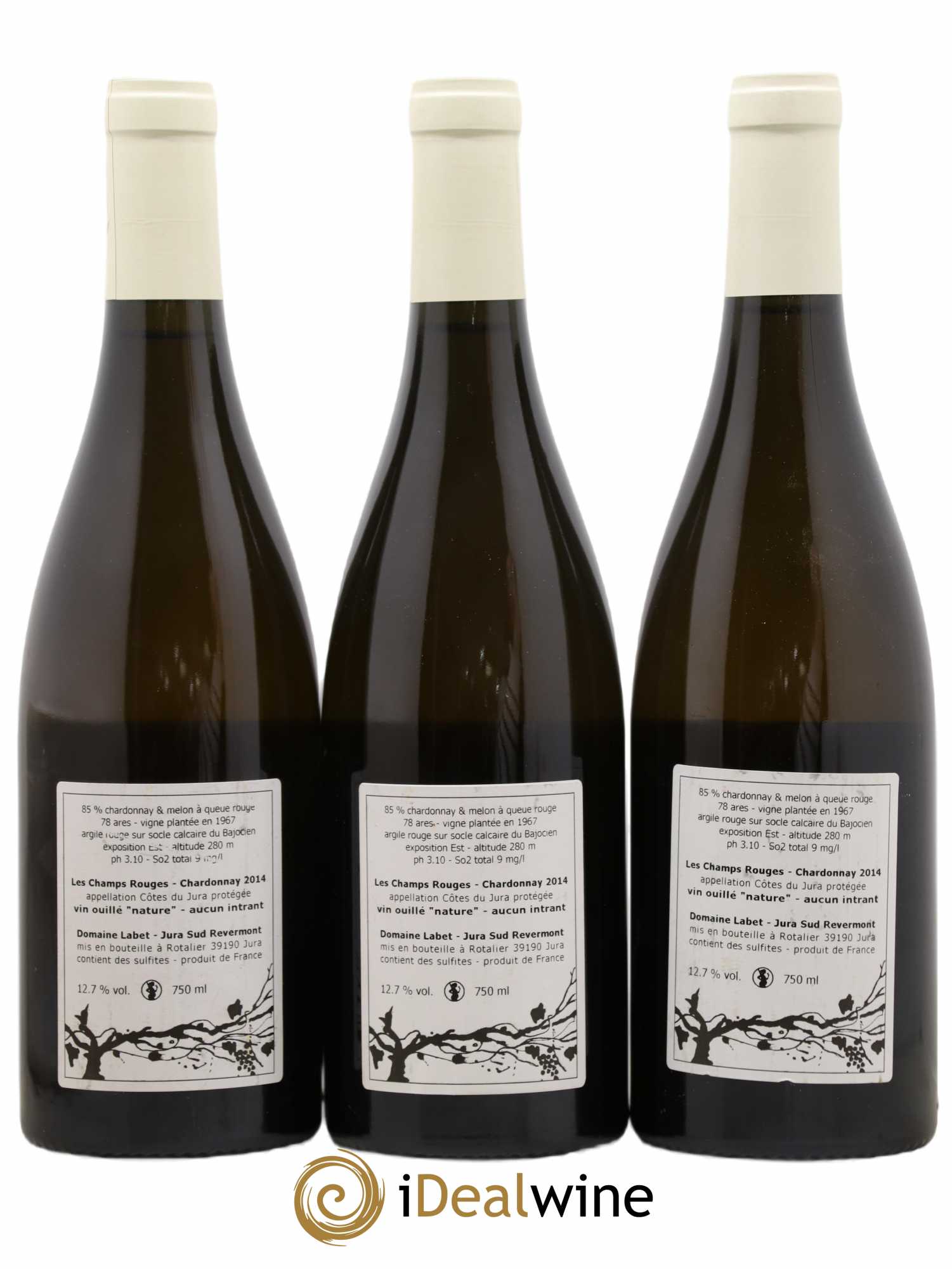 Côtes du Jura Chardonnay Les Champs Rouges Romain - Julien - Charline Labet 2014 - Posten von 3 Flaschen - 1