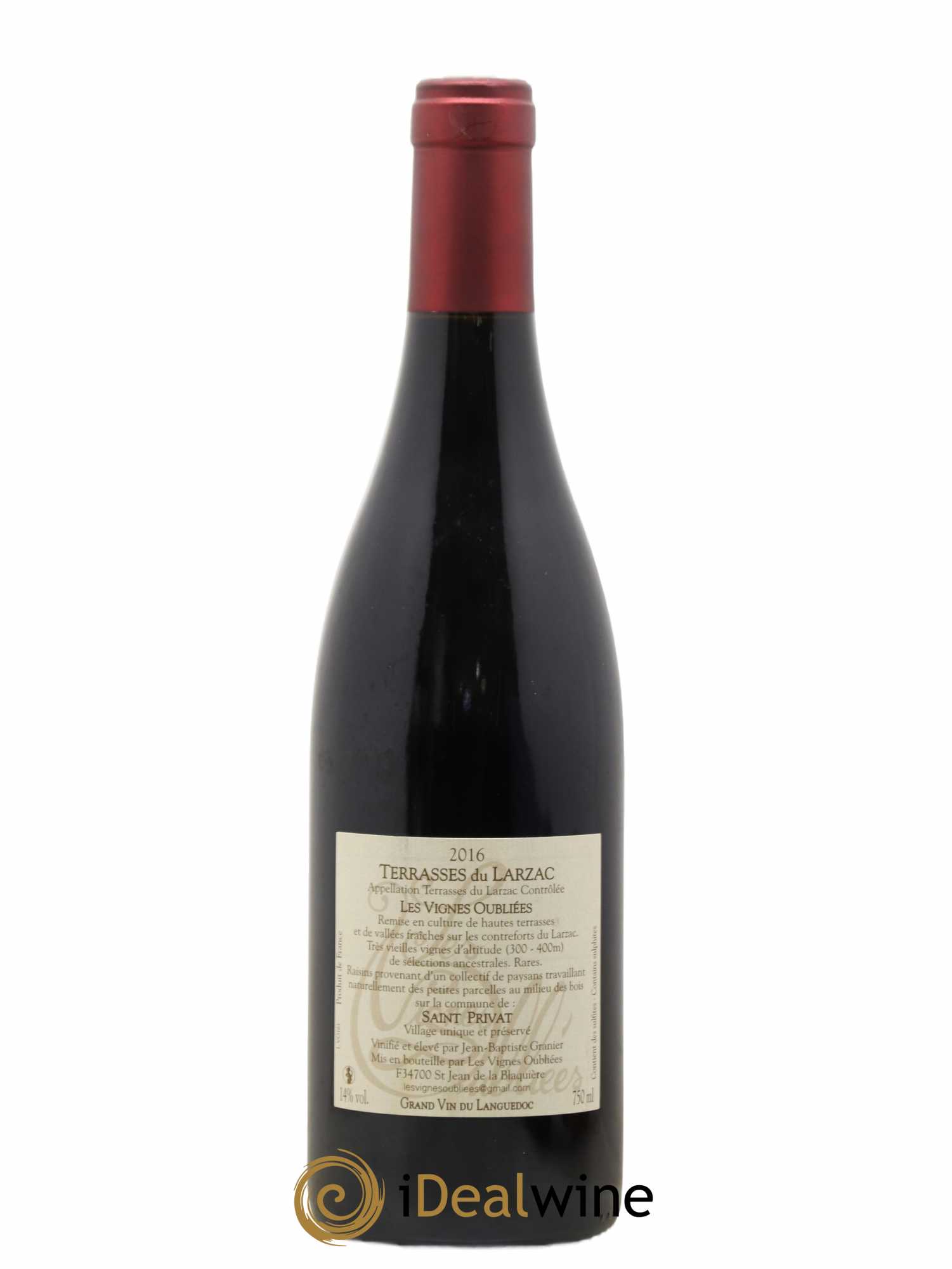 Terrasses du Larzac Les Vignes Oubliées Jean-Baptiste Granier 2016 - Lot de 1 bouteille - 1
