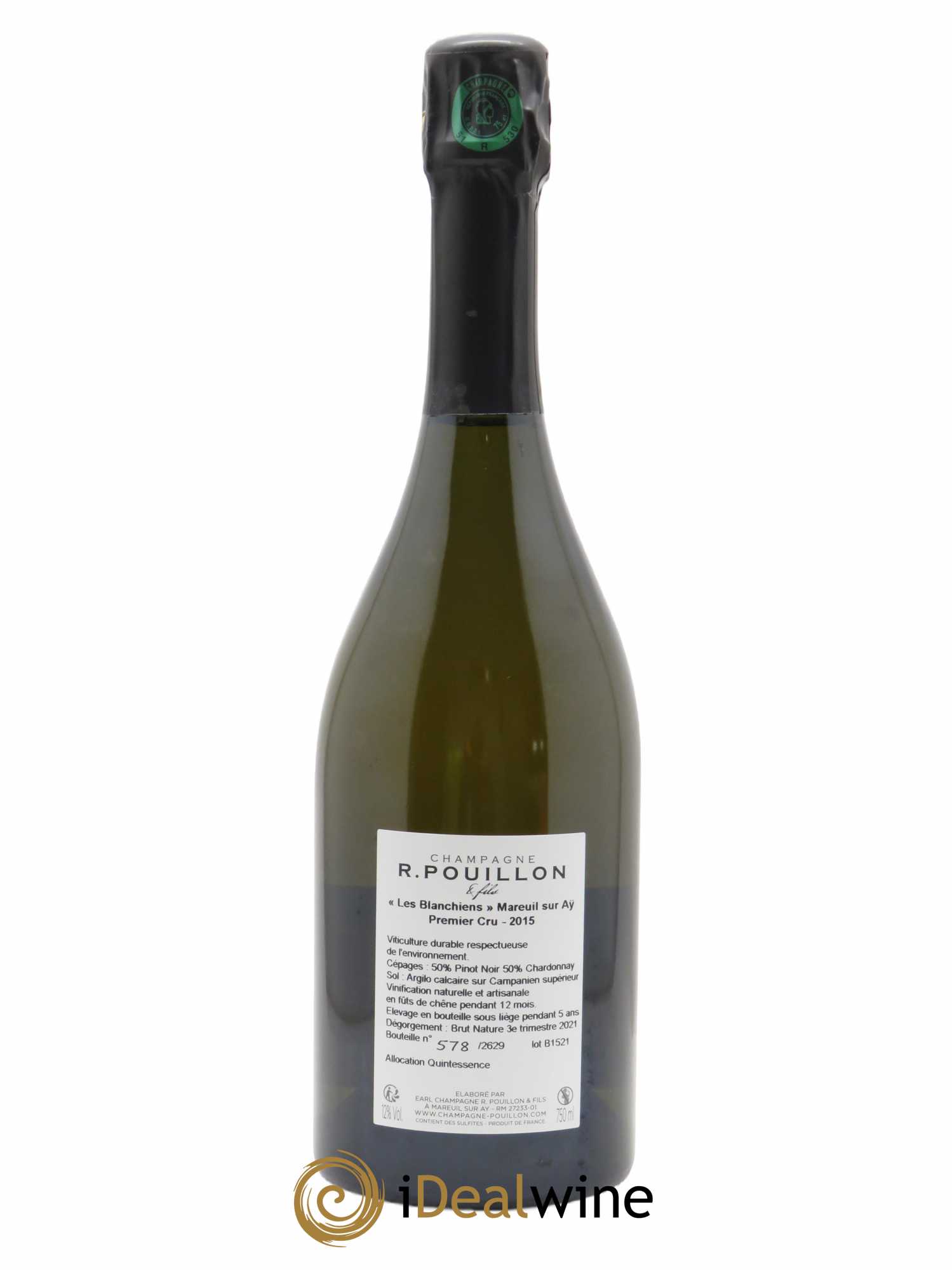 Les Blanchiens 1er Cru Brut Nature R. Pouillon & fils 2015 - Lot de 1 bouteille - 1