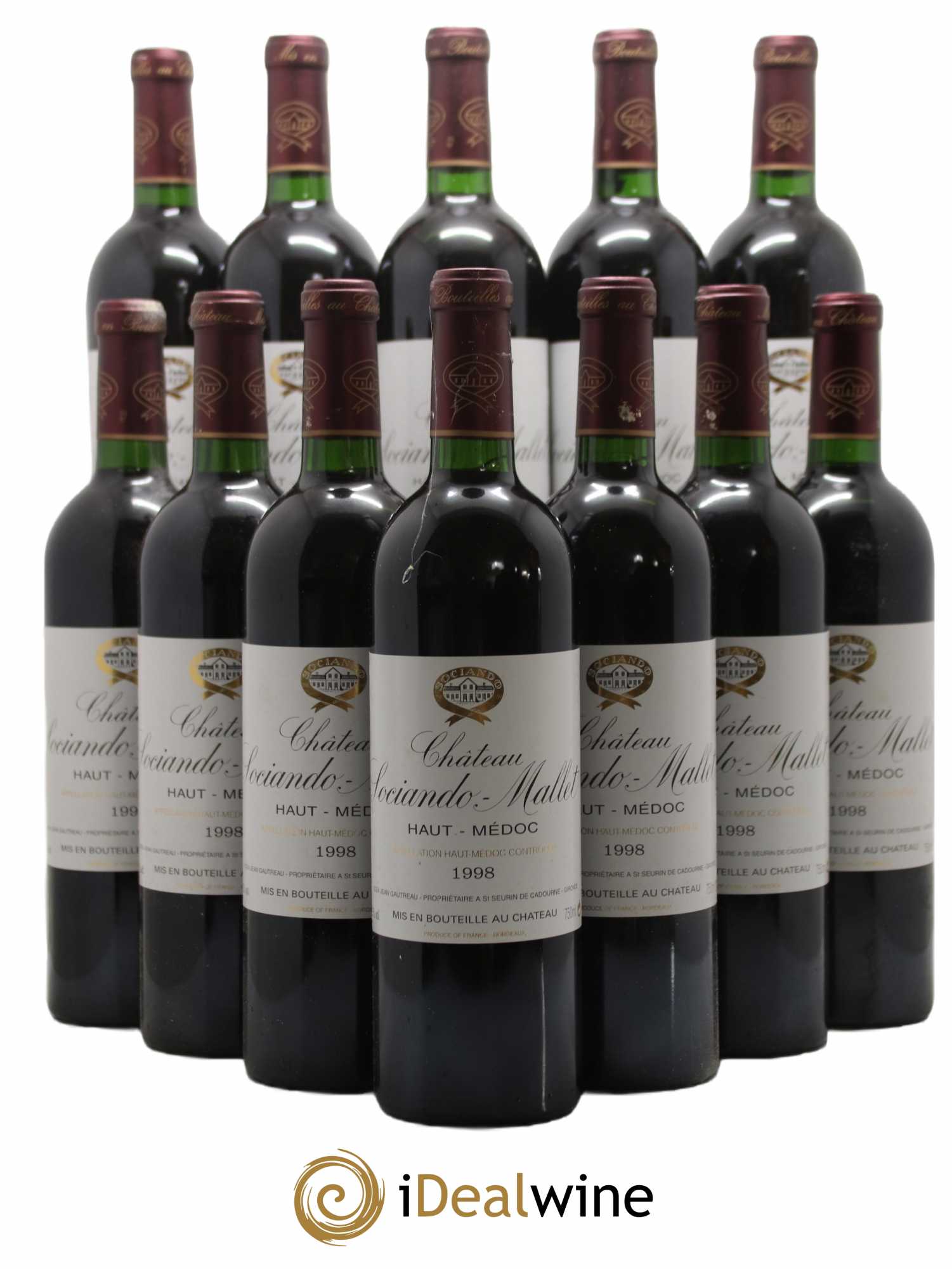 Château Sociando Mallet 1998 - Lot de 12 bouteilles - 0
