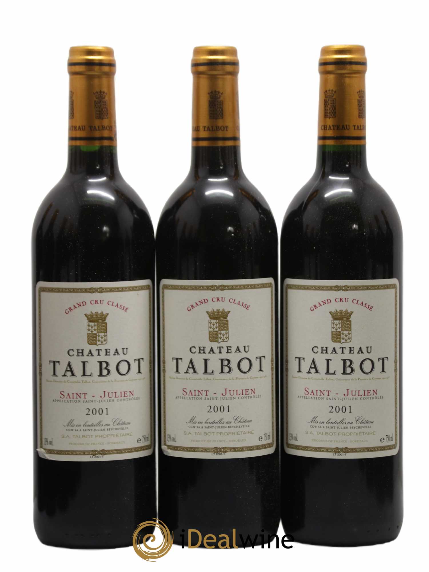 Château Talbot 4ème Grand Cru Classé 2001 - Lot de 12 bouteilles - 1