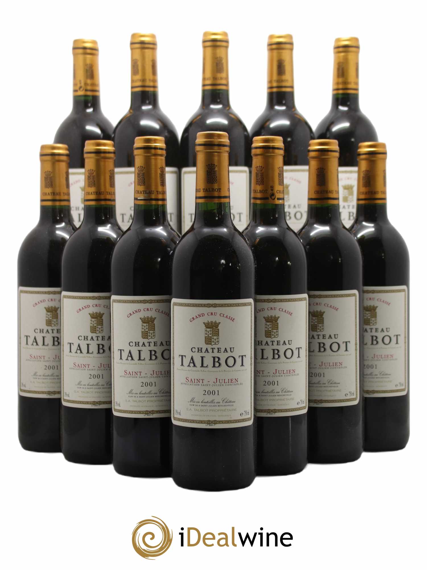 Château Talbot 4ème Grand Cru Classé 2001 - Lot de 12 bouteilles - 0