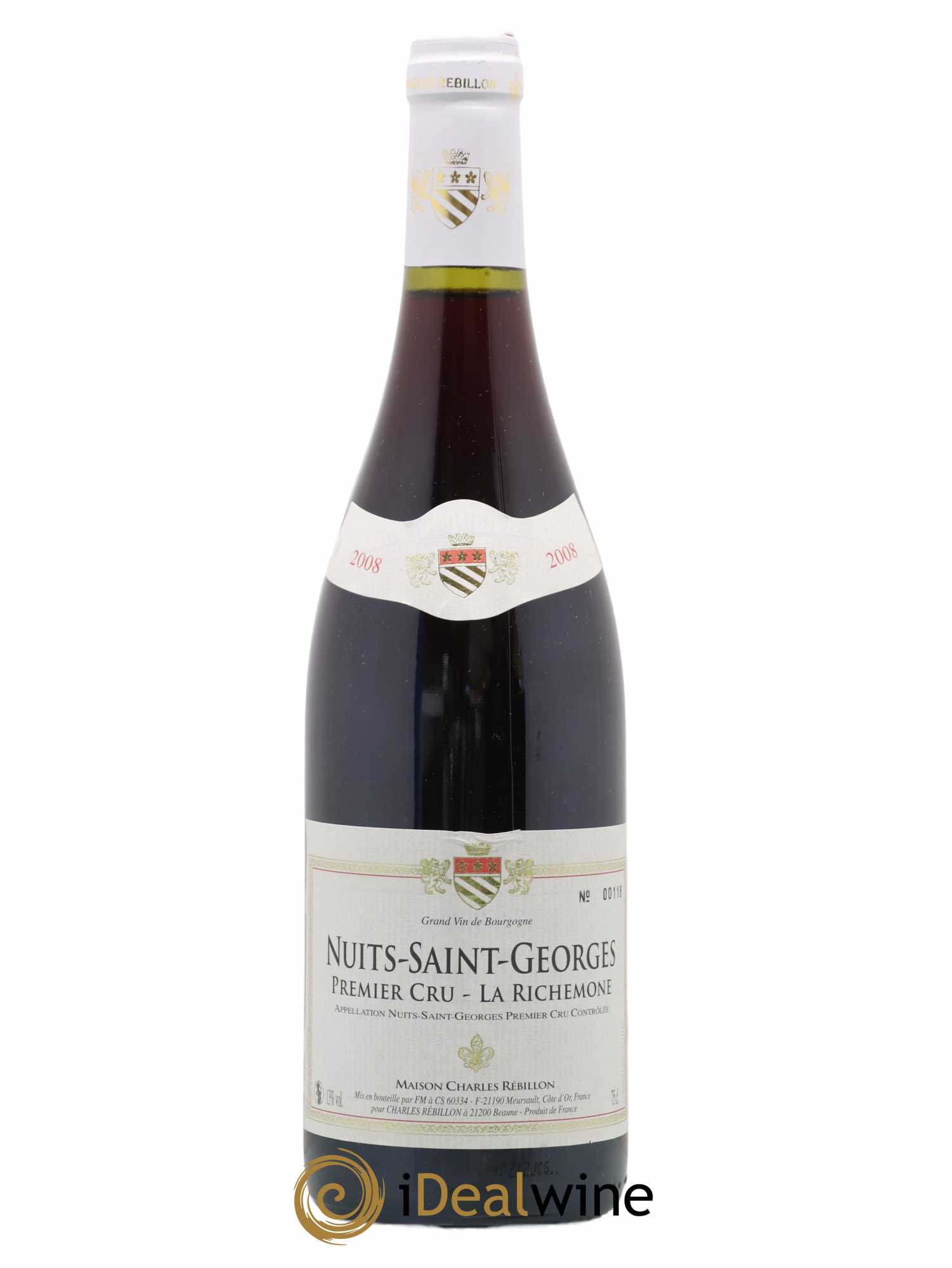 Nuits-Saint-Georges 1er Cru La Richemone Charles Rebillon (sans prix de réserve) 2008 - Posten von 1 Flasche - 0