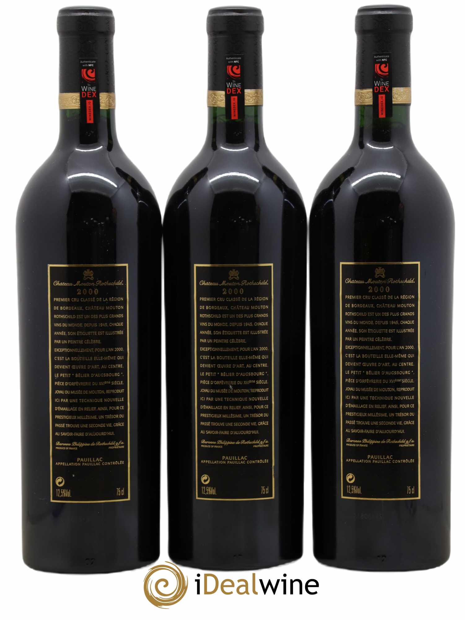 Château Mouton Rothschild 1er Grand Cru Classé 2000 - Lot of 3 bottles - 1