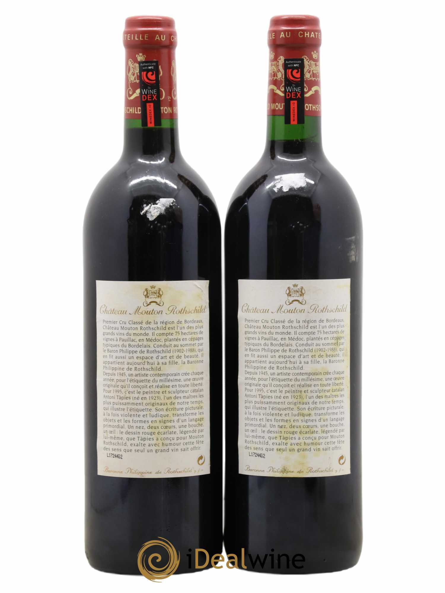 Château Mouton Rothschild 1er Grand Cru Classé 1995 - Lot of 2 bottles - 1