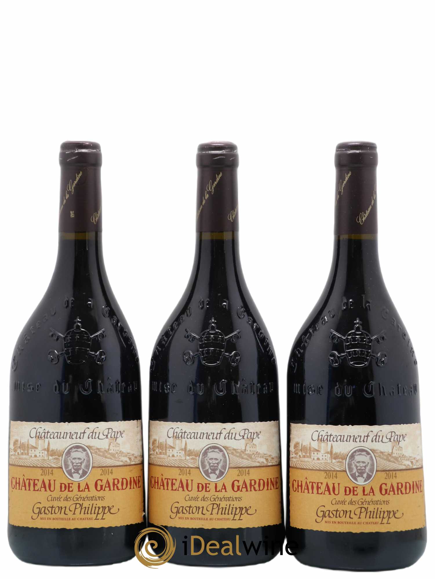 Châteauneuf-du-Pape Château de La Gardine Cuvée des Générations Gaston Philippe Famille Brunel 2014 - Lot de 3 bouteilles - 0