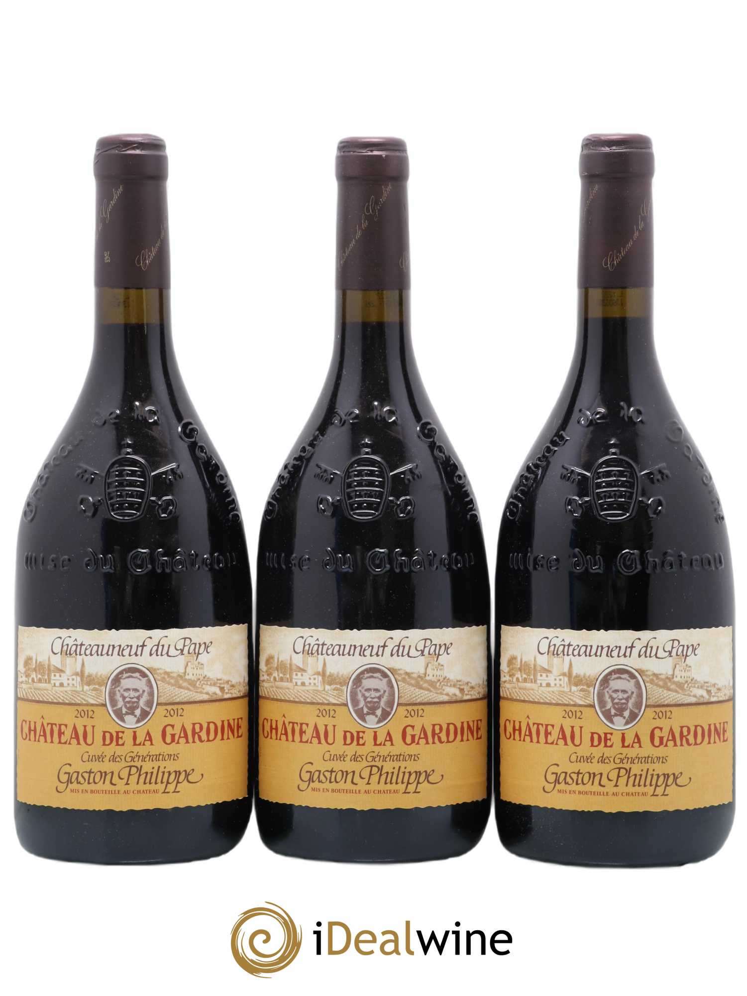 Châteauneuf-du-Pape Château de La Gardine Cuvée des Générations Gaston Philippe Famille Brunel 2012 - Lot de 3 bouteilles - 0