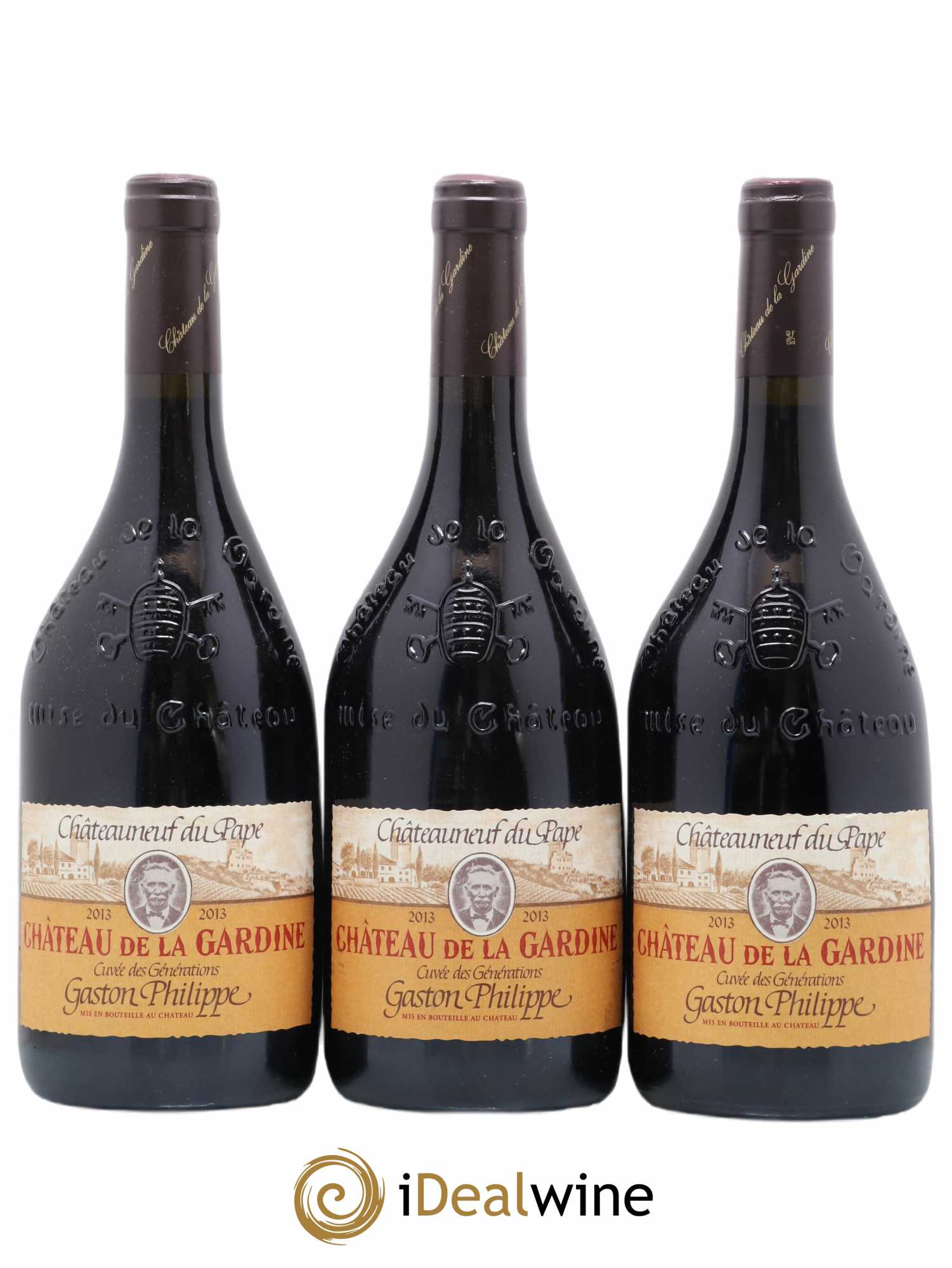 Châteauneuf-du-Pape Château de La Gardine Cuvée des Générations Gaston Philippe Famille Brunel 2013 - Lot de 3 bouteilles - 0