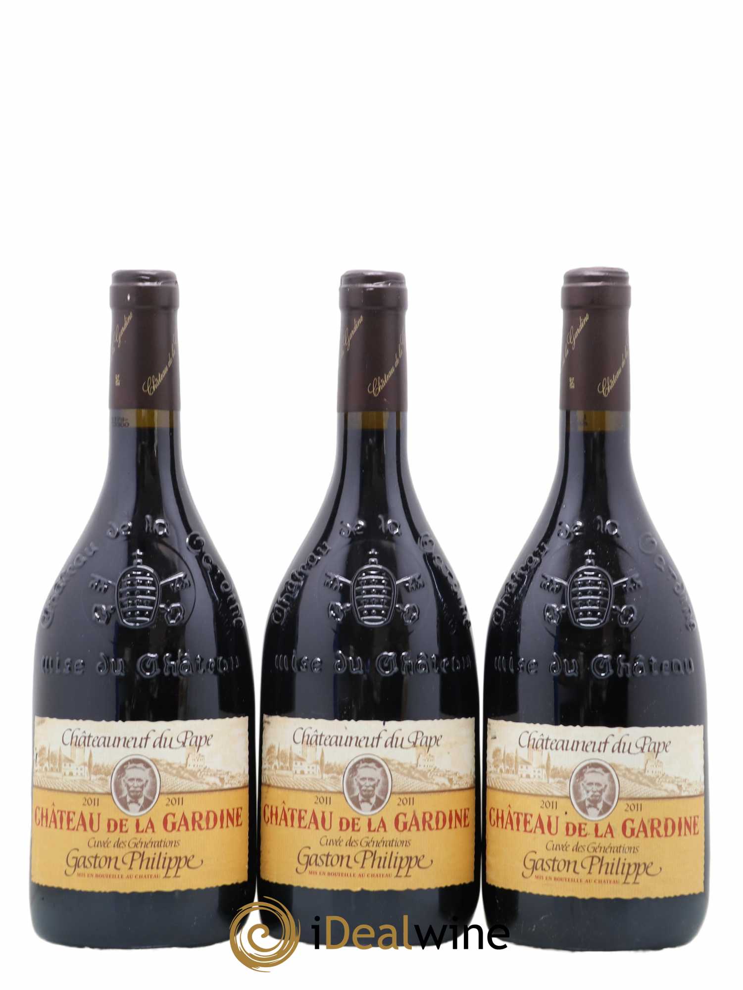 Châteauneuf-du-Pape Château de La Gardine Cuvée des Générations Gaston Philippe Famille Brunel 2011 - Lot de 3 bouteilles - 0