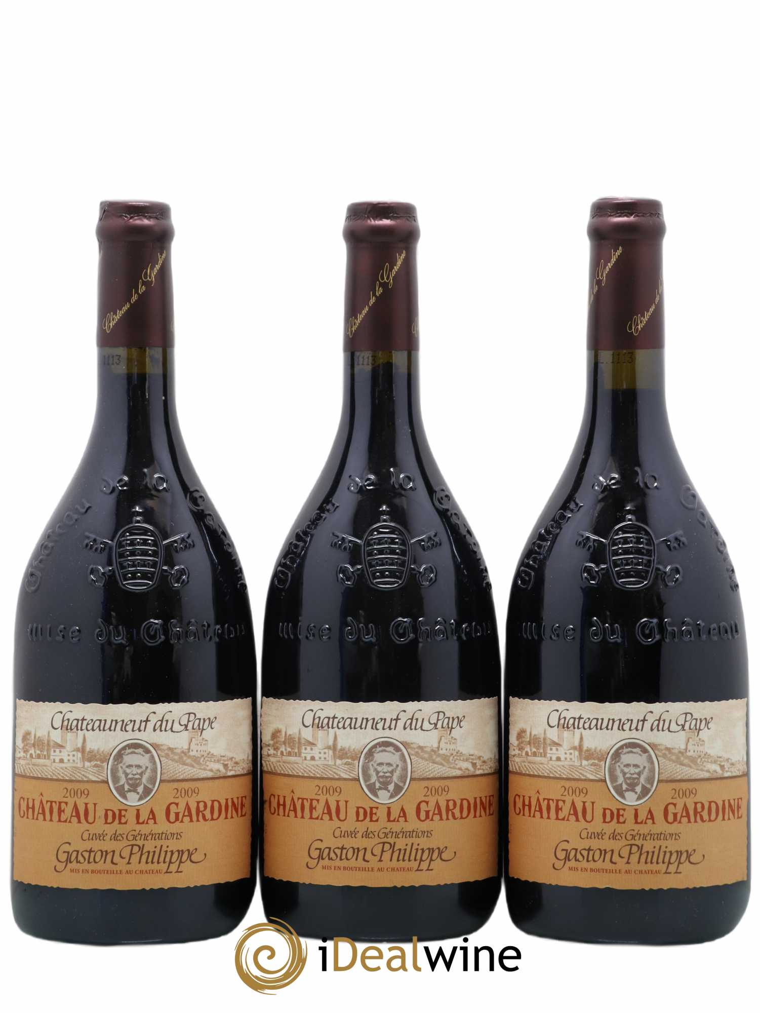 Châteauneuf-du-Pape Château de La Gardine Cuvée des Générations Gaston Philippe Famille Brunel 2009 - Lot de 3 bouteilles - 0