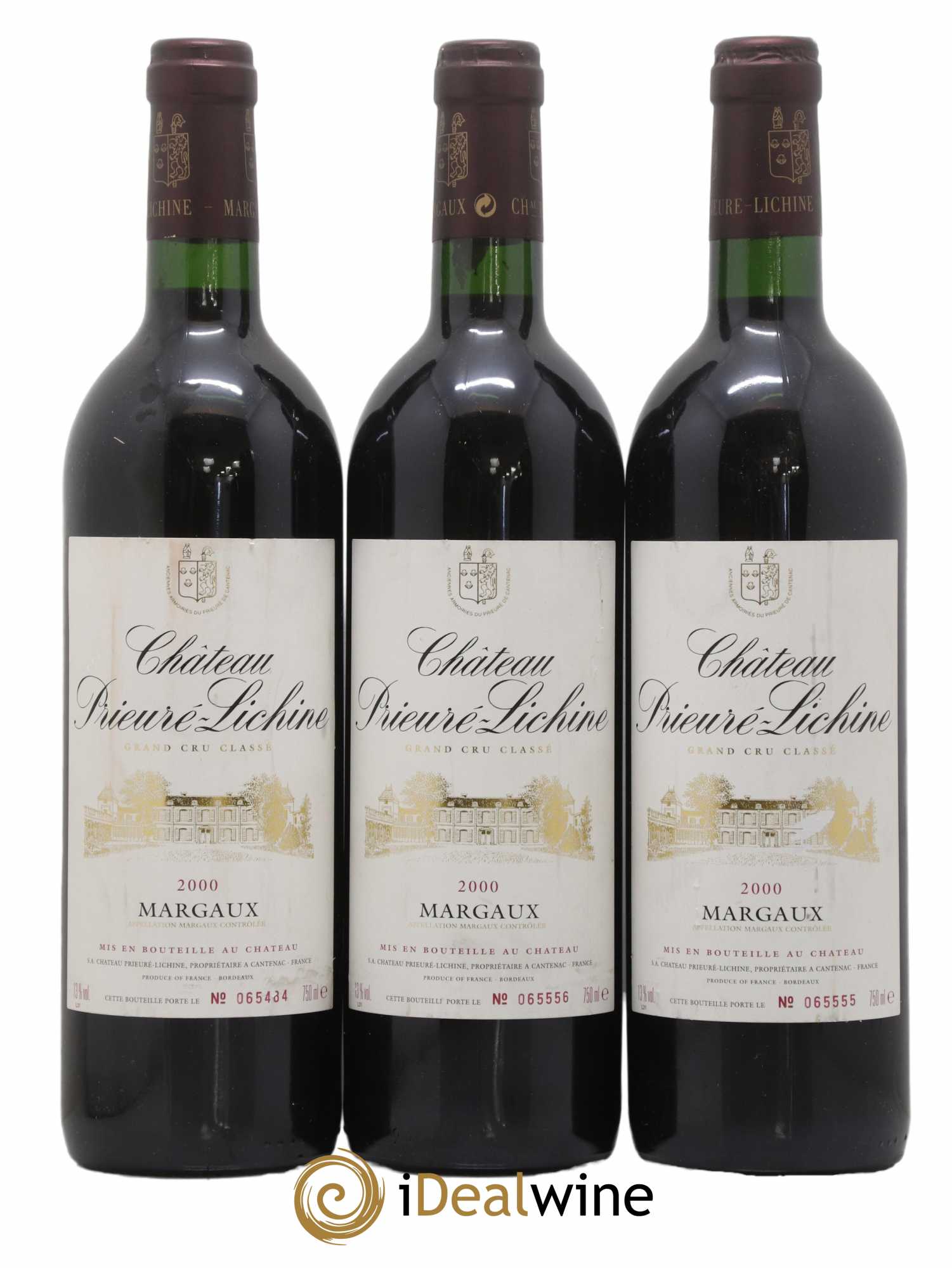 Château Prieuré Lichine 4ème Grand Cru Classé 2000 - Lot de 3 bouteilles - 0