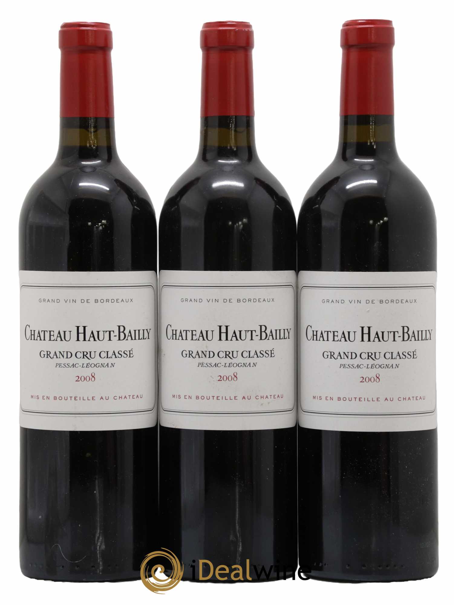 Château Haut-Bailly Cru Classé de Graves 2008 - Lot de 3 bouteilles - 0