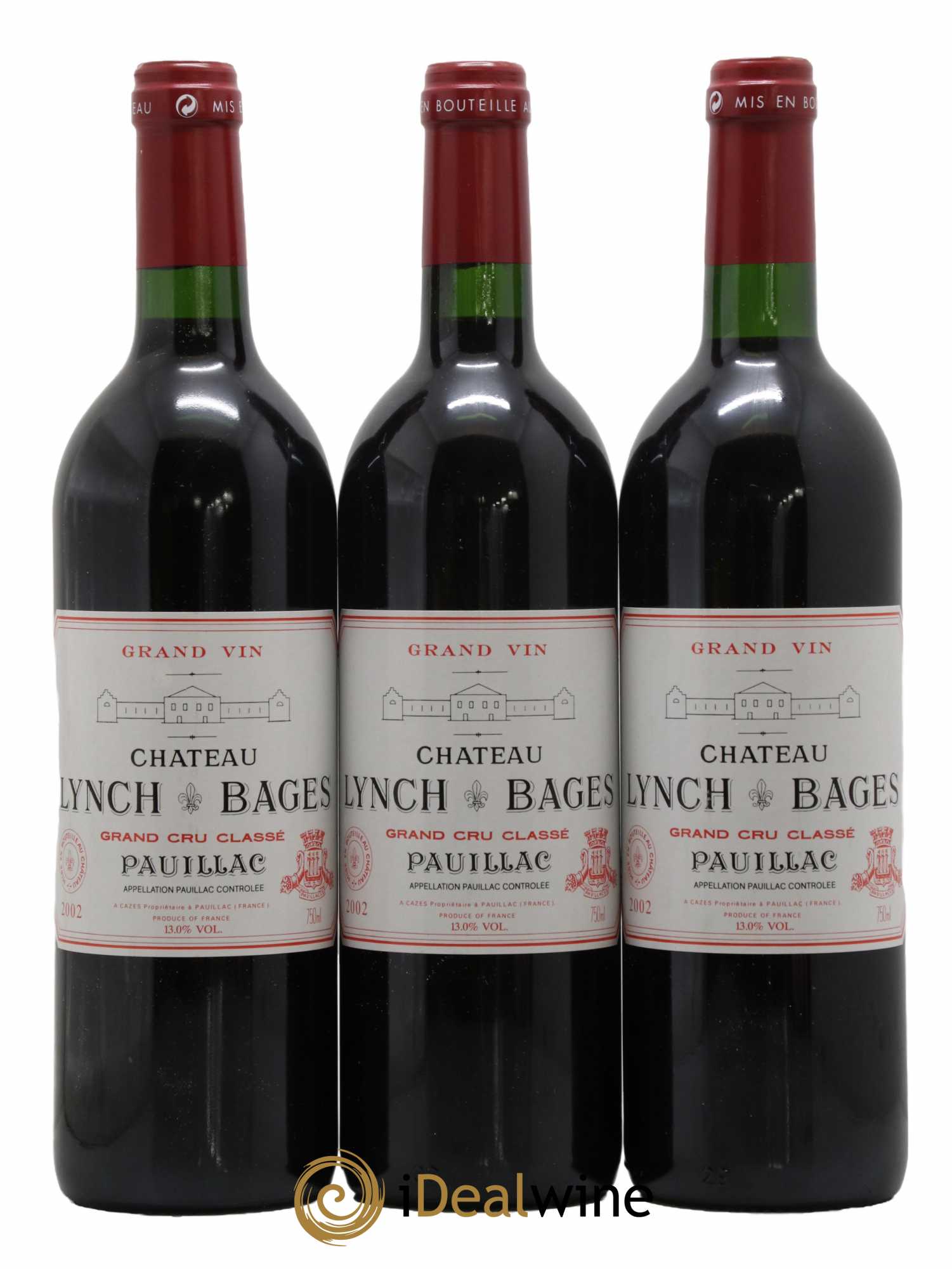 Château Lynch Bages 5ème Grand Cru Classé 2002 - Lot de 3 bouteilles - 0