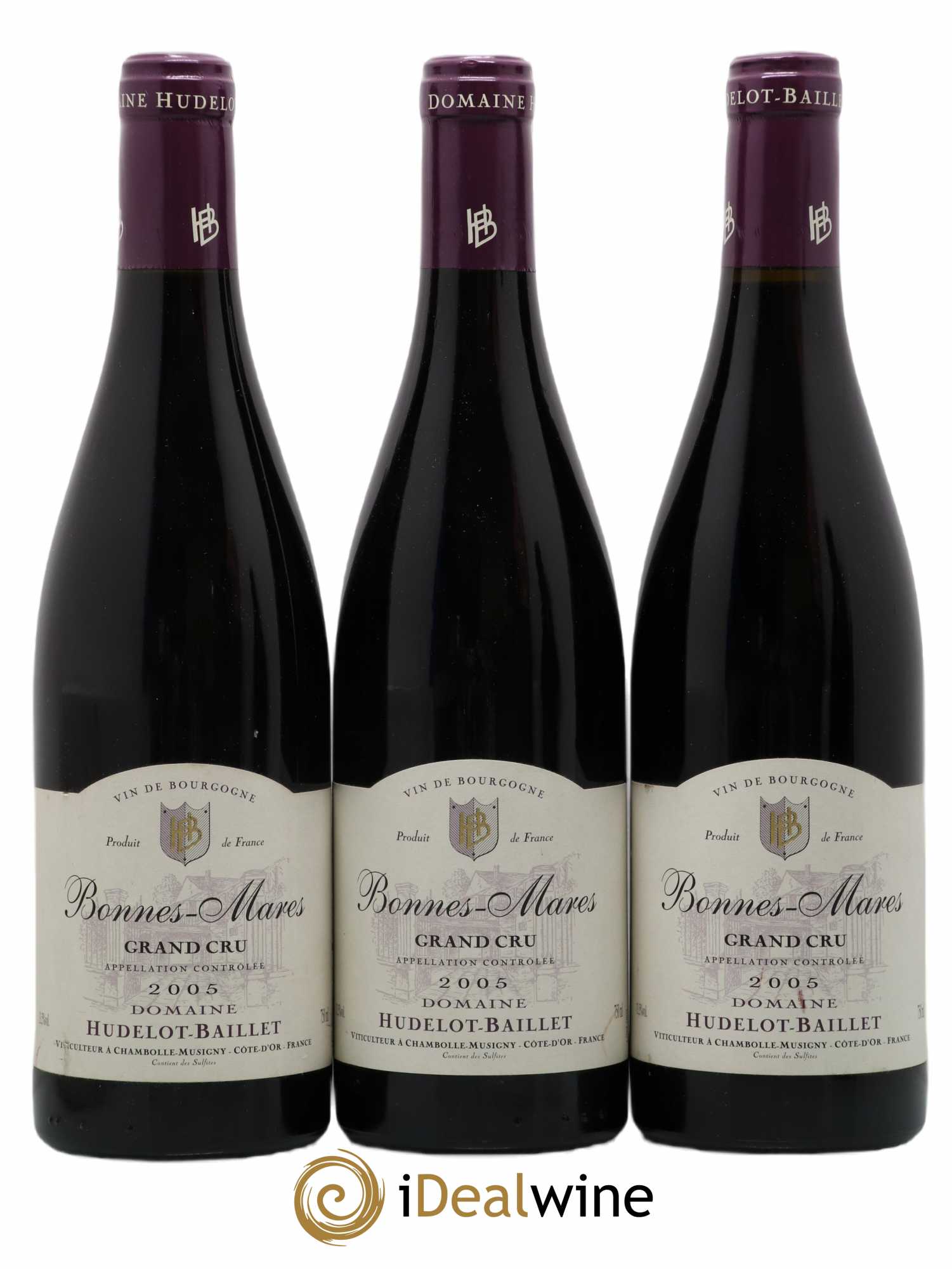 Bonnes-Mares Grand Cru Hudelot Baillet 2005 - Lot de 3 bouteilles - 0