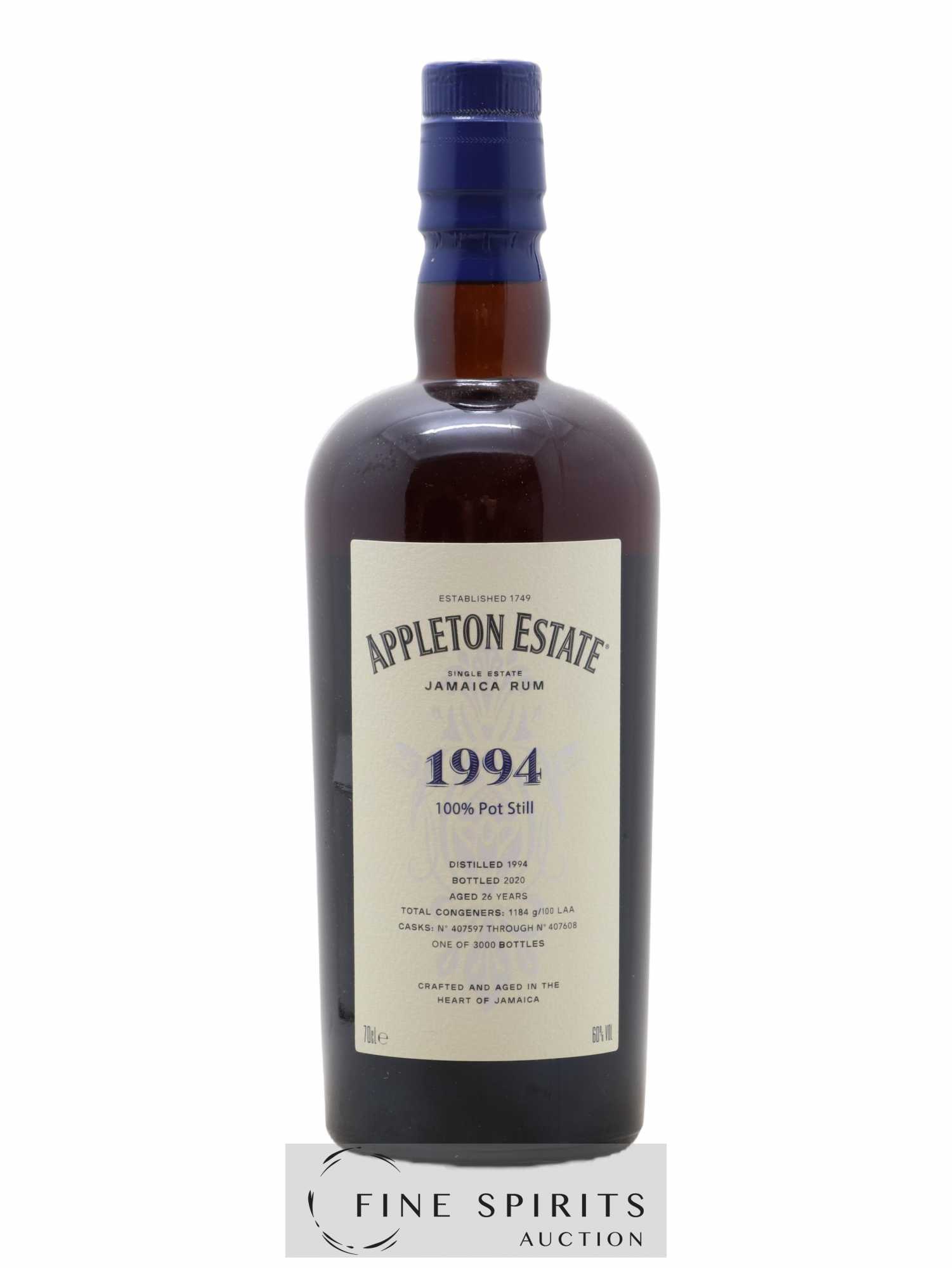 Appleton Estate 26 years 1994 Of. Pot Still Cask n°407597 through n°407608 - One of 3000 - bottled 2020 Hearts Collection - Lot de 1 bouteille - 1